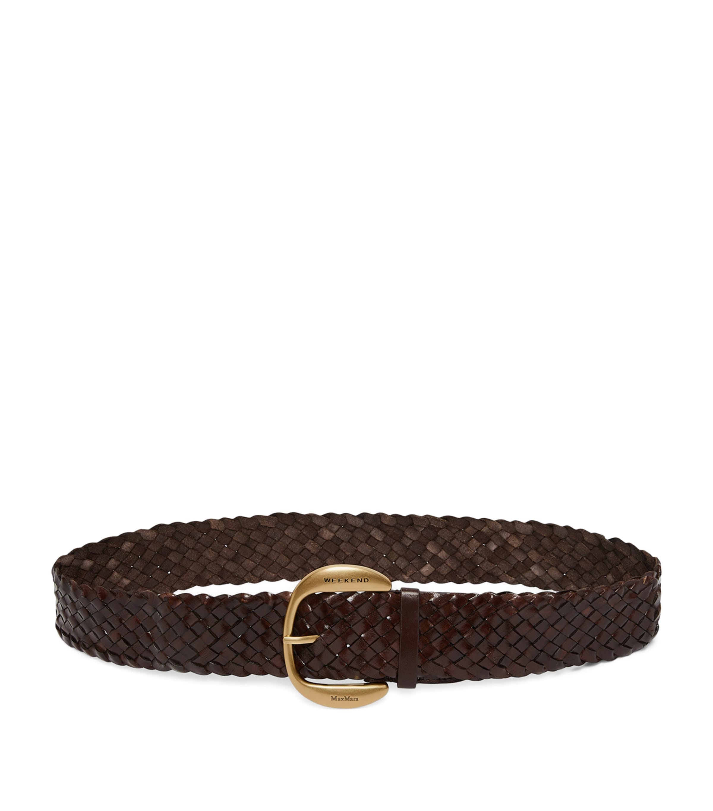 Weekend Max Mara Woven Leather Belt Dark Brown Image 1