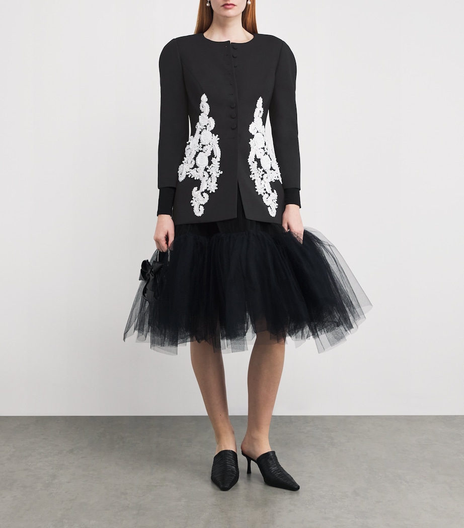 Wool-Blend Embellished Jacket 002 BLACK MULTI Image 2