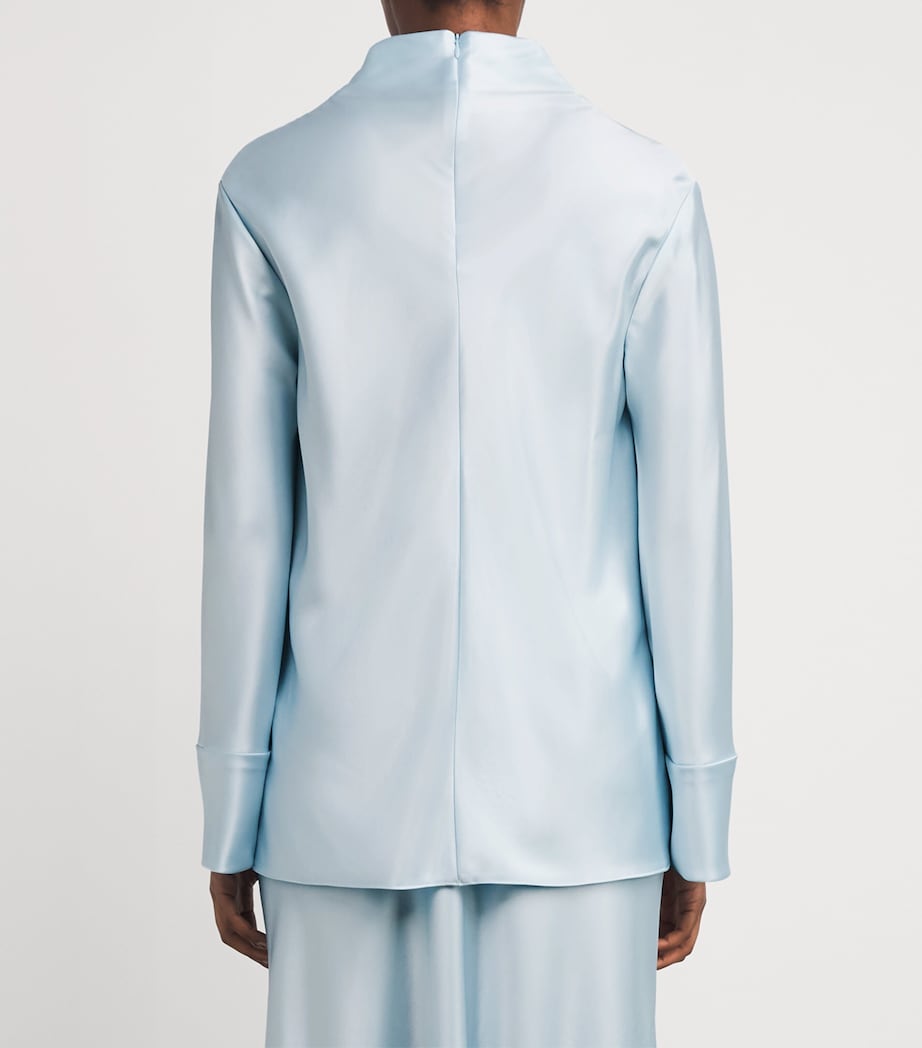 Satin Draped Chimera Blouse L60 MISTY BLUE Image 4