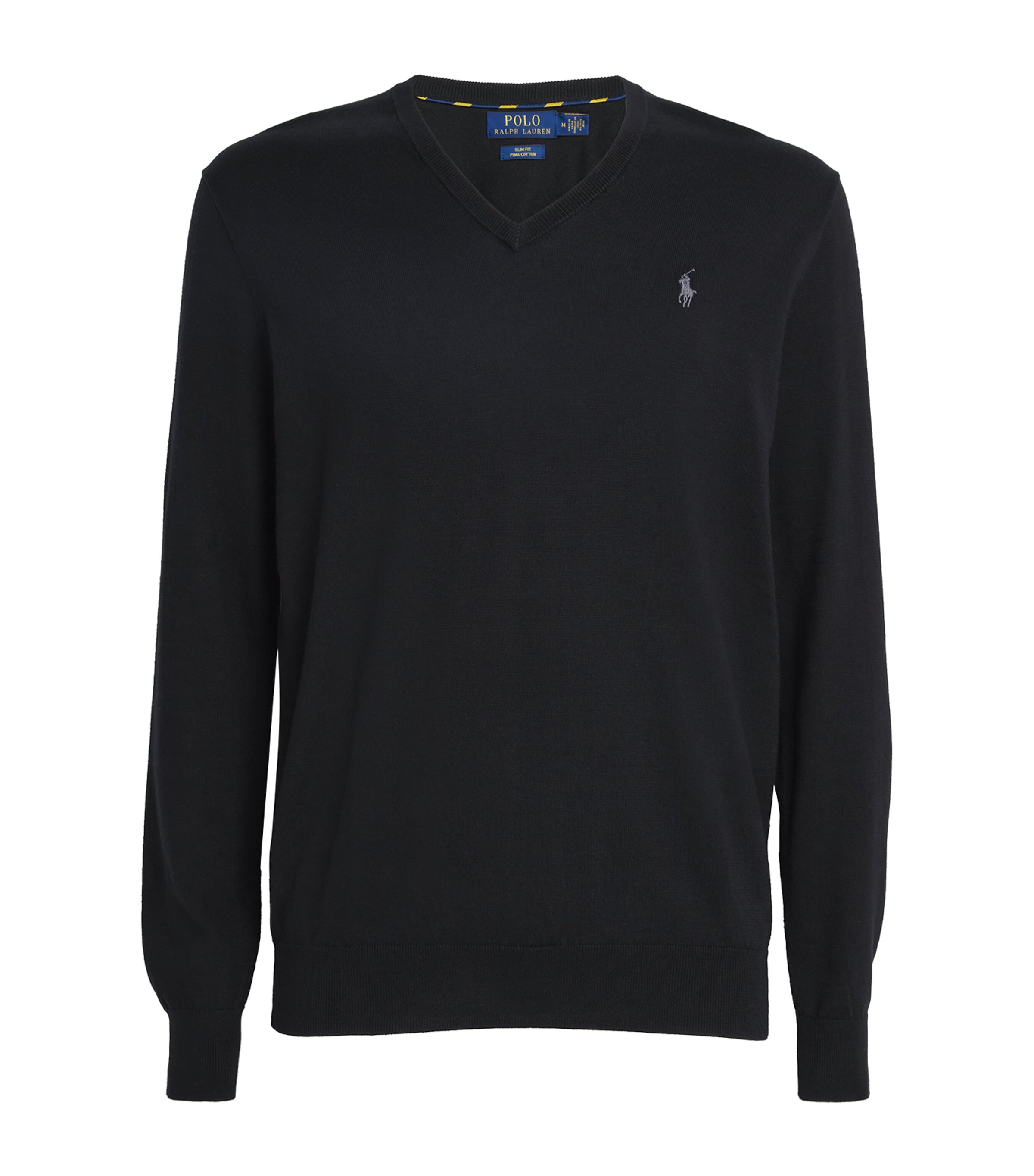Polo Ralph Lauren Mens Cotton Polo Pony Sweater Polo Black Image 1