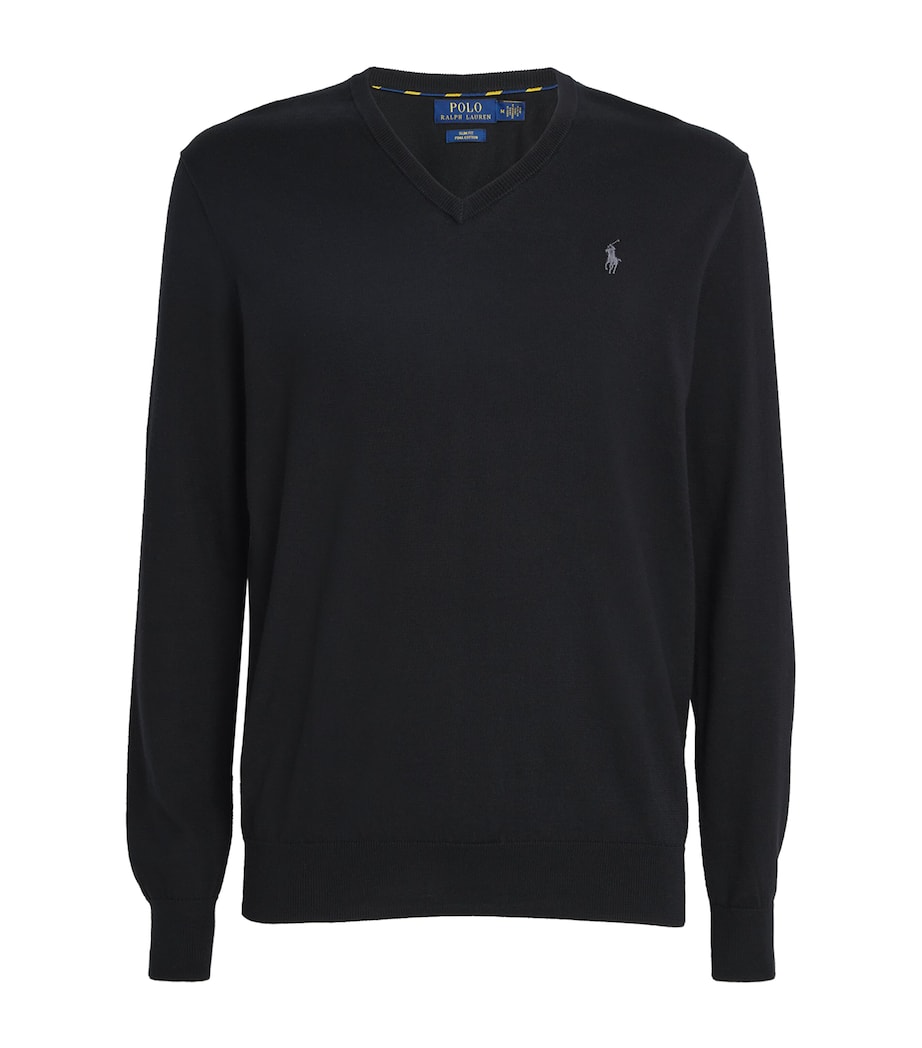 Polo Ralph Lauren Mens Cotton Polo Pony Sweater Polo Black Image 1