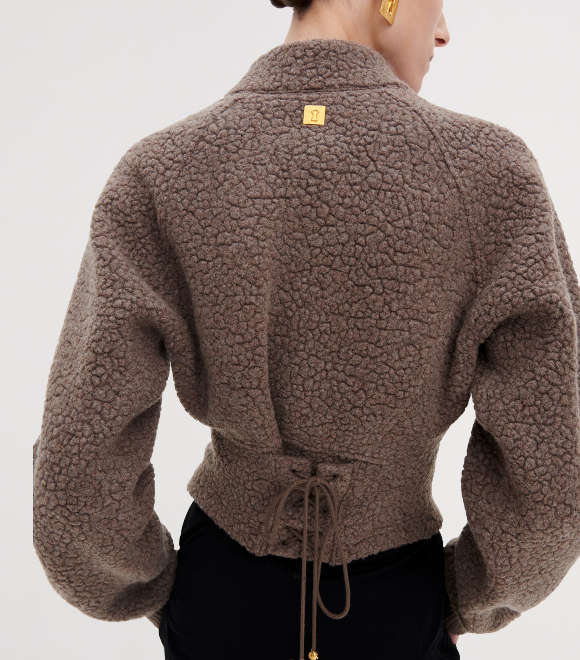 Schiaparelli Womens Wool-Blend Lips Zip-Up Hoodie Brown Image 5