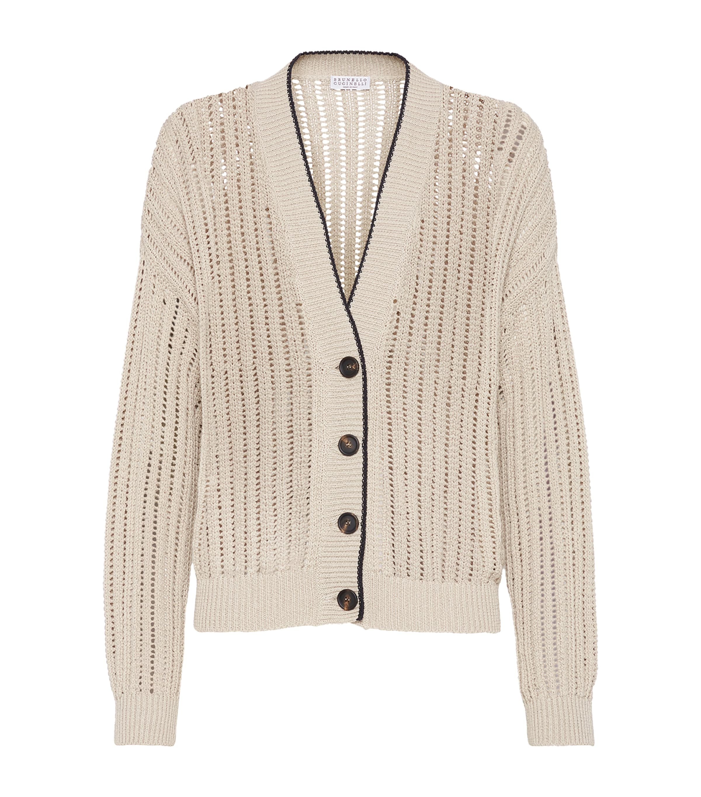 Brunello Cucinelli Plunging V-neck Sweater With Sequin Embellishments In Beige