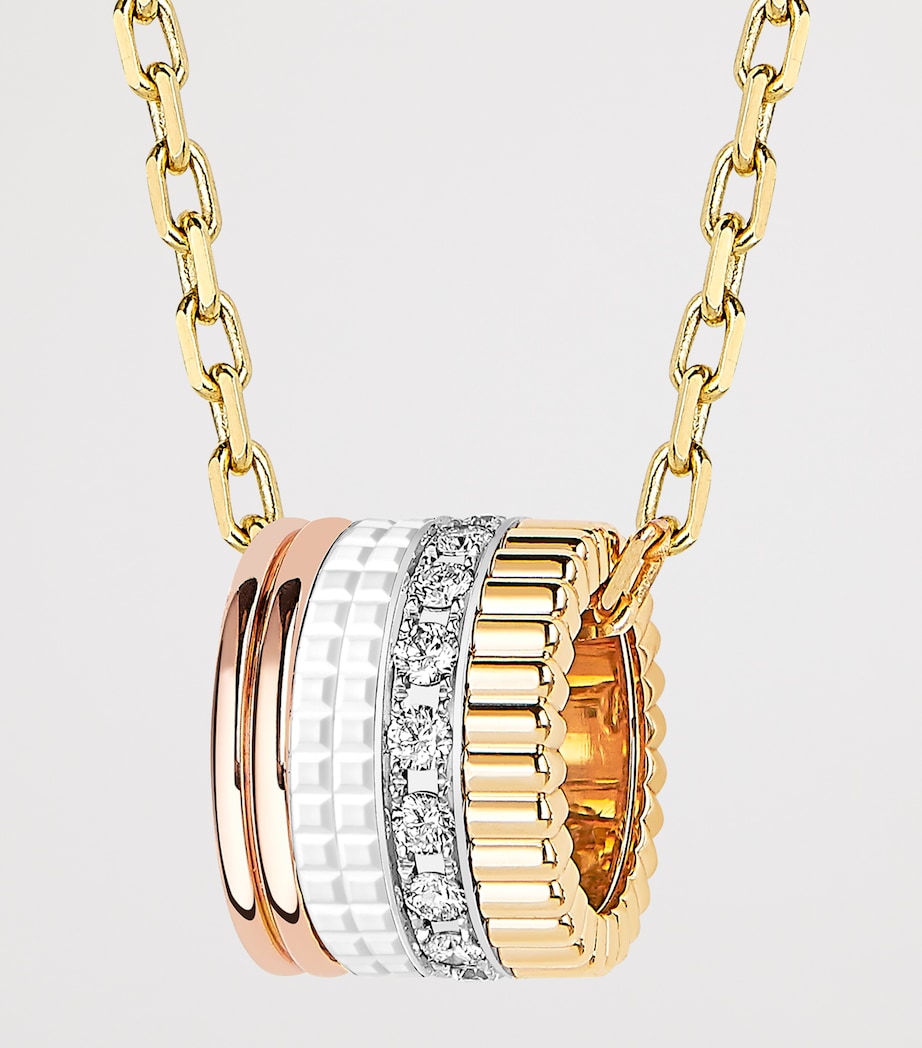 Large Mixed Gold and Diamond Quatre White Edition Necklace YELLOW GOLD Image 4