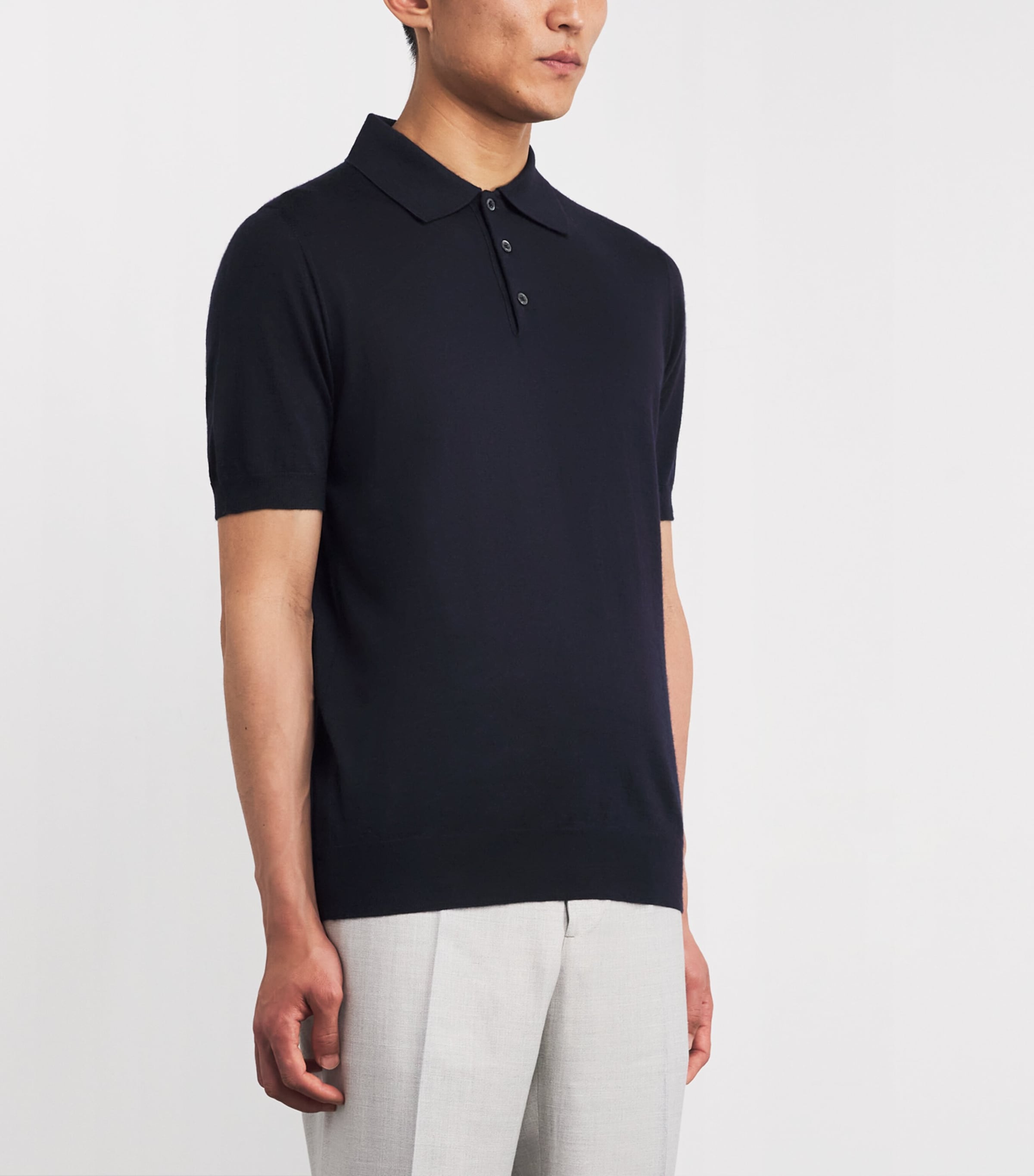 Cashmere-Silk Knit Polo Shirt 810 Image 3