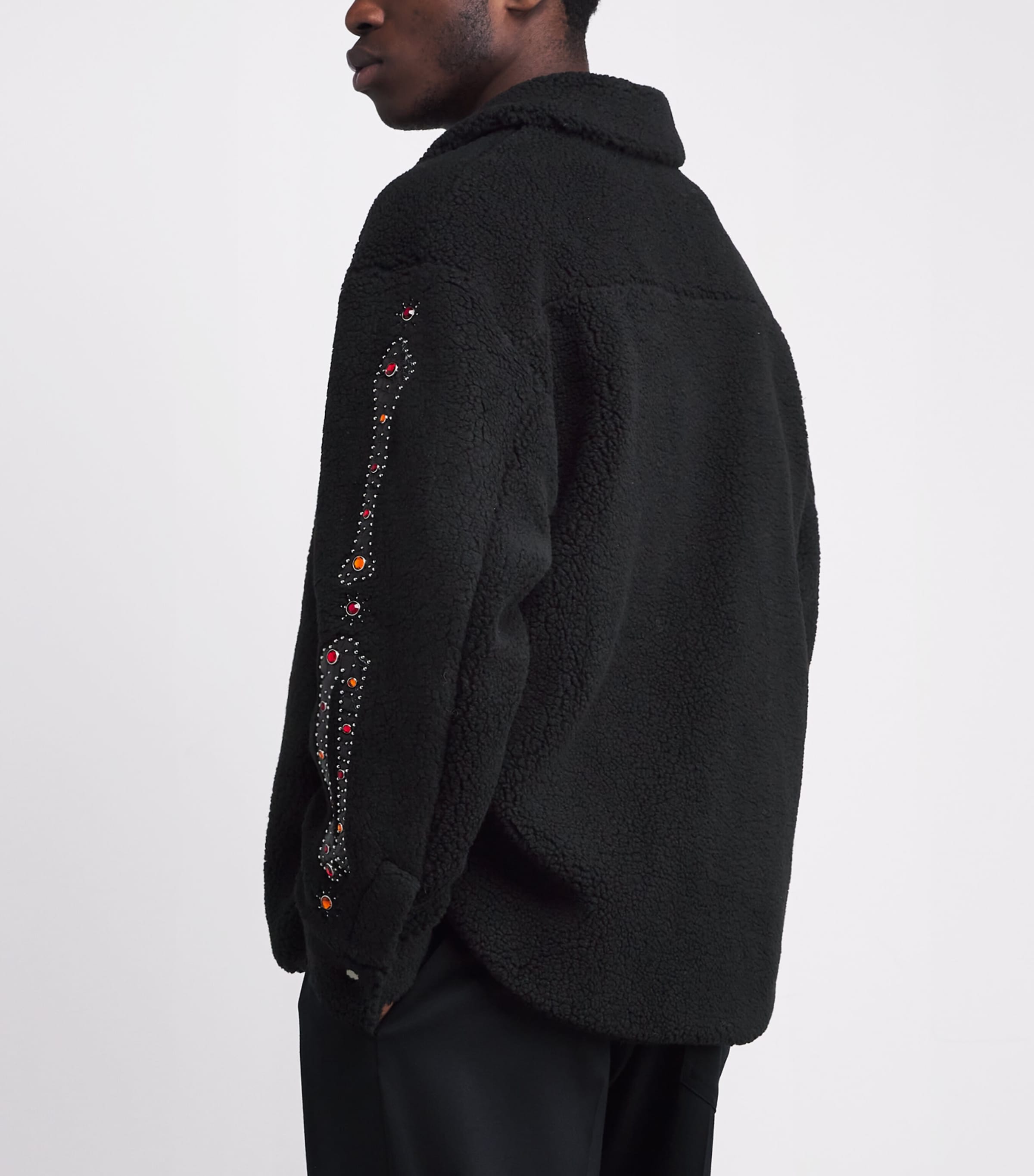Fleece Studded Bones Overshirt BLACK Image 4