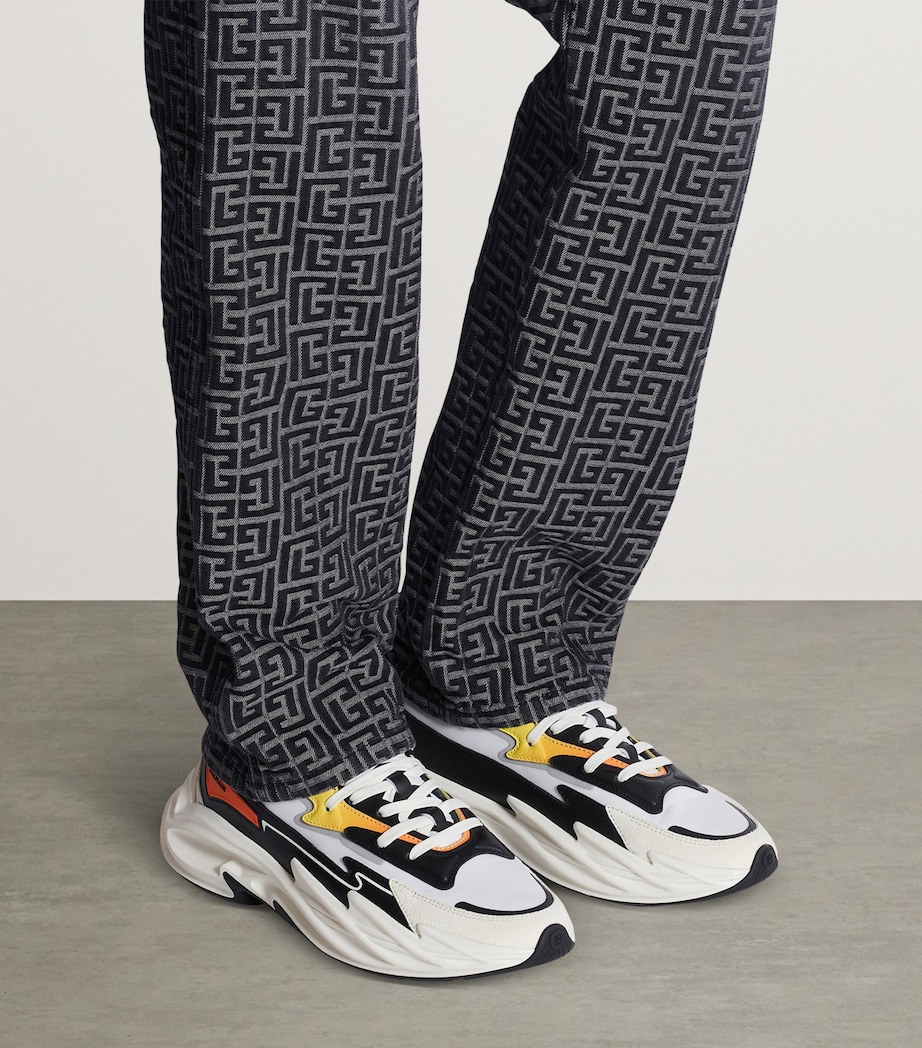 Balmain Leather Run-Row Sneakers Jaune/orange Image 4