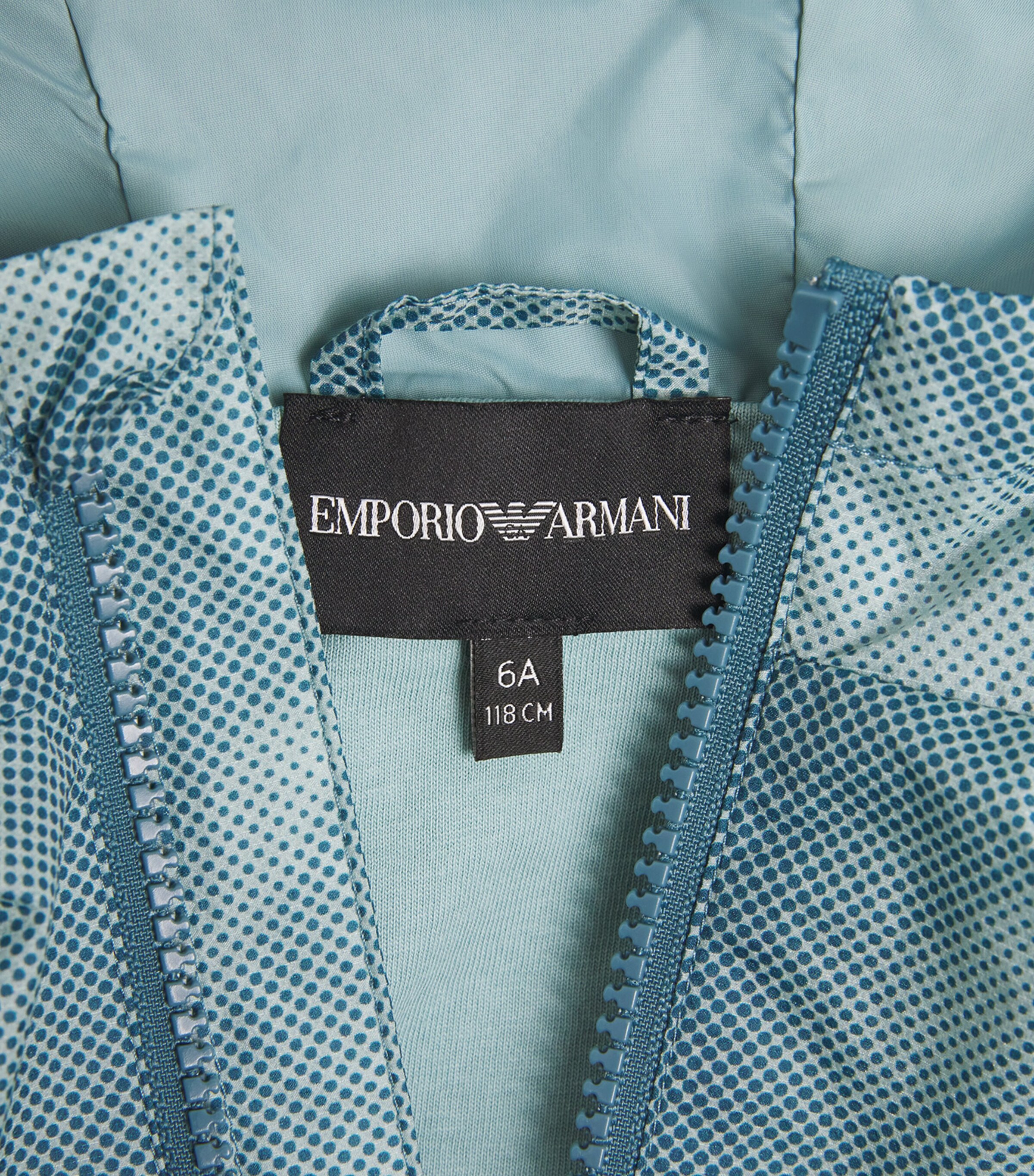 Emporio Armani Kids Blue Logo Hooded Windbreaker (4-16 Years 
