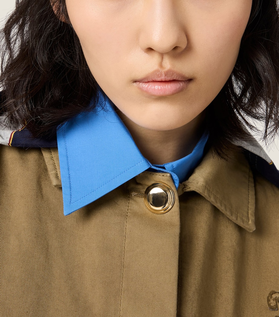 Miu Miu Womens Gabardine Hooded Trench Coat Neutral Image 4
