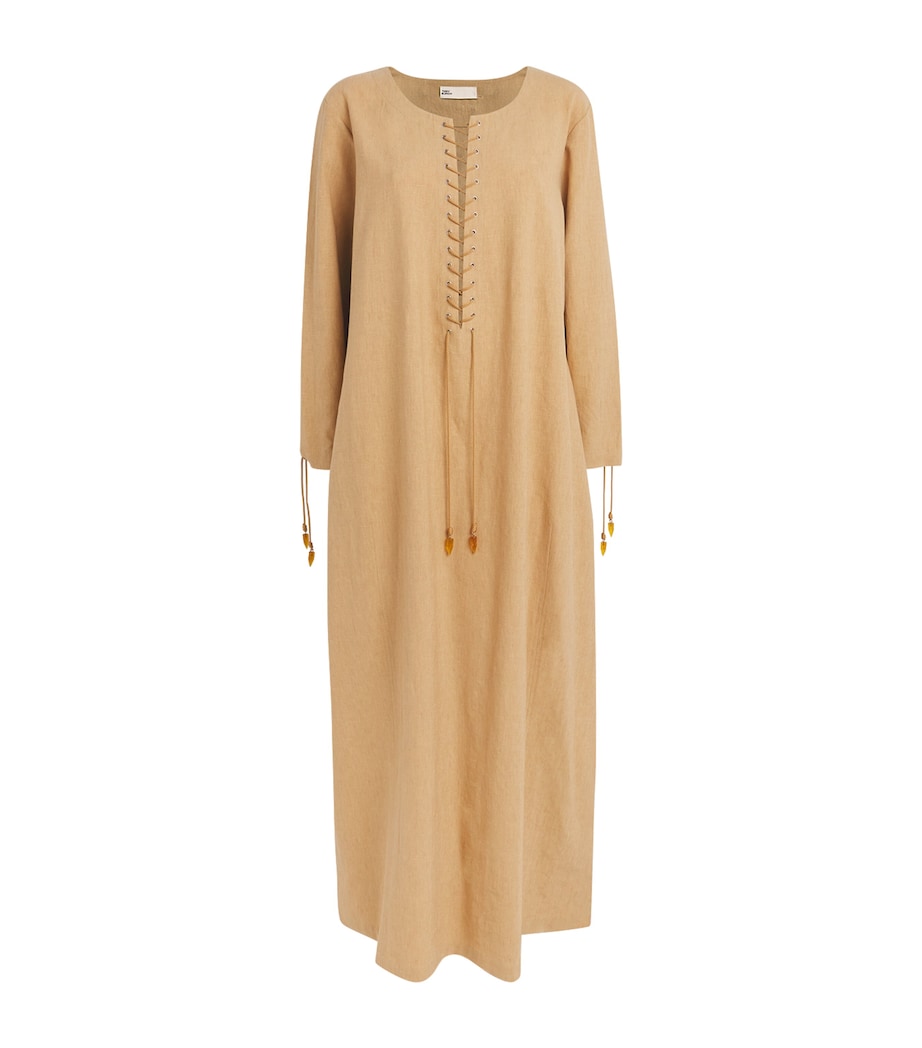 Tory Burch Womens Linen-Blend Kaftan Sand Image 1