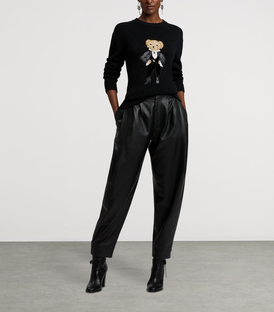 Cashmere-Blend Holiday Polo Bear Sweater BLACK Image 5