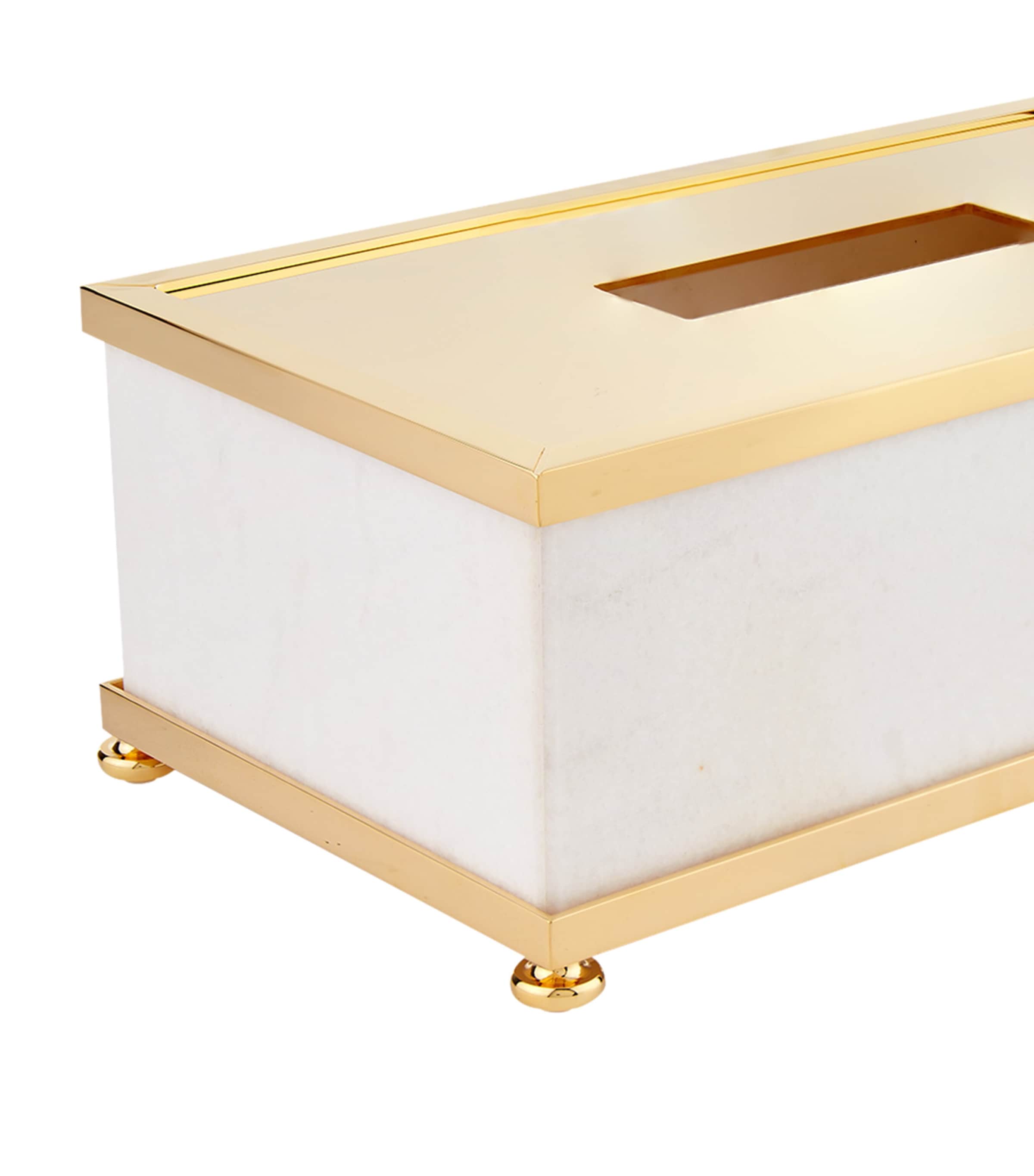 Marble Tissue Box WHITE GOLD Image 2