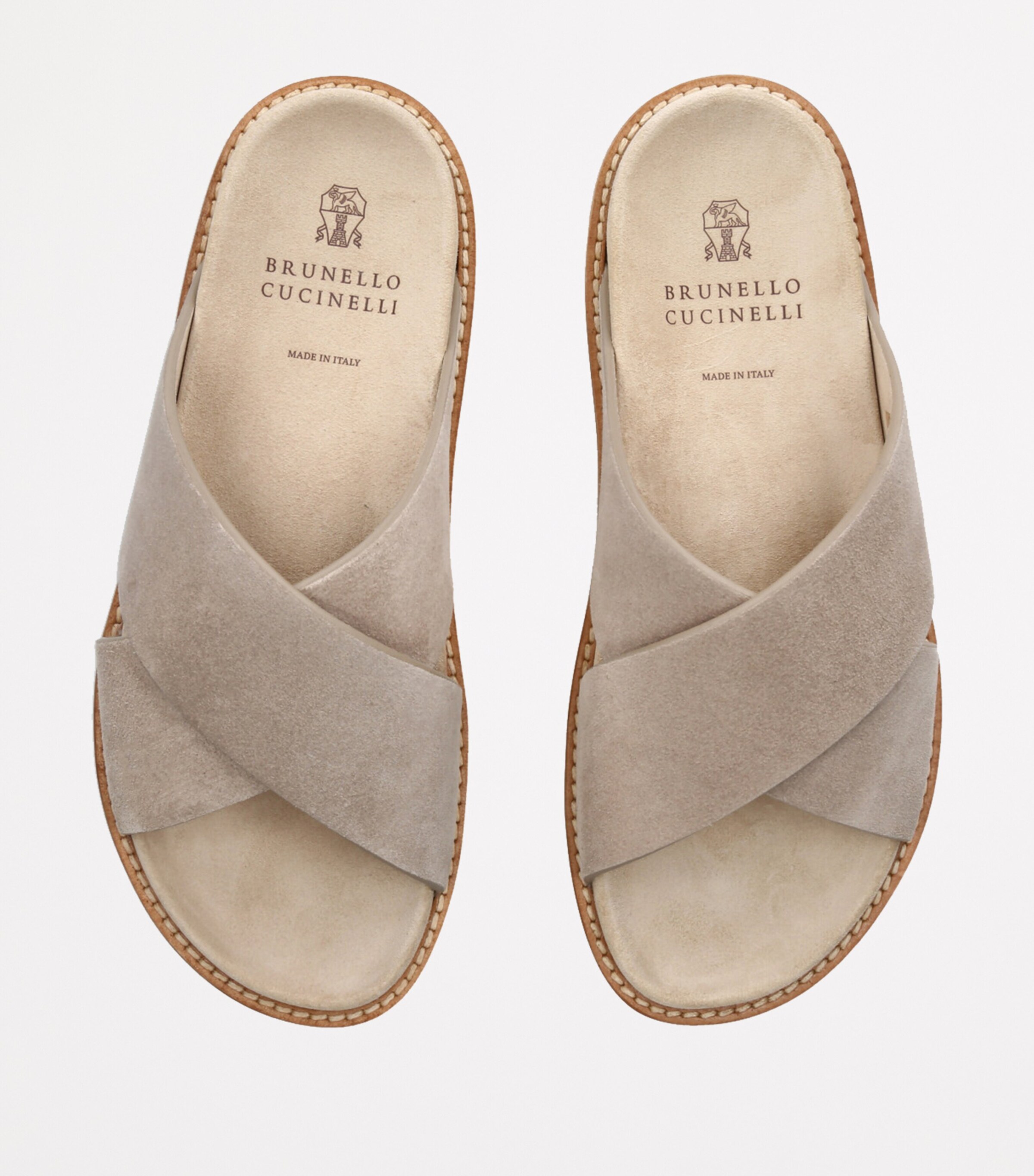 Suede Crossover Sandals BEIGE Image 4