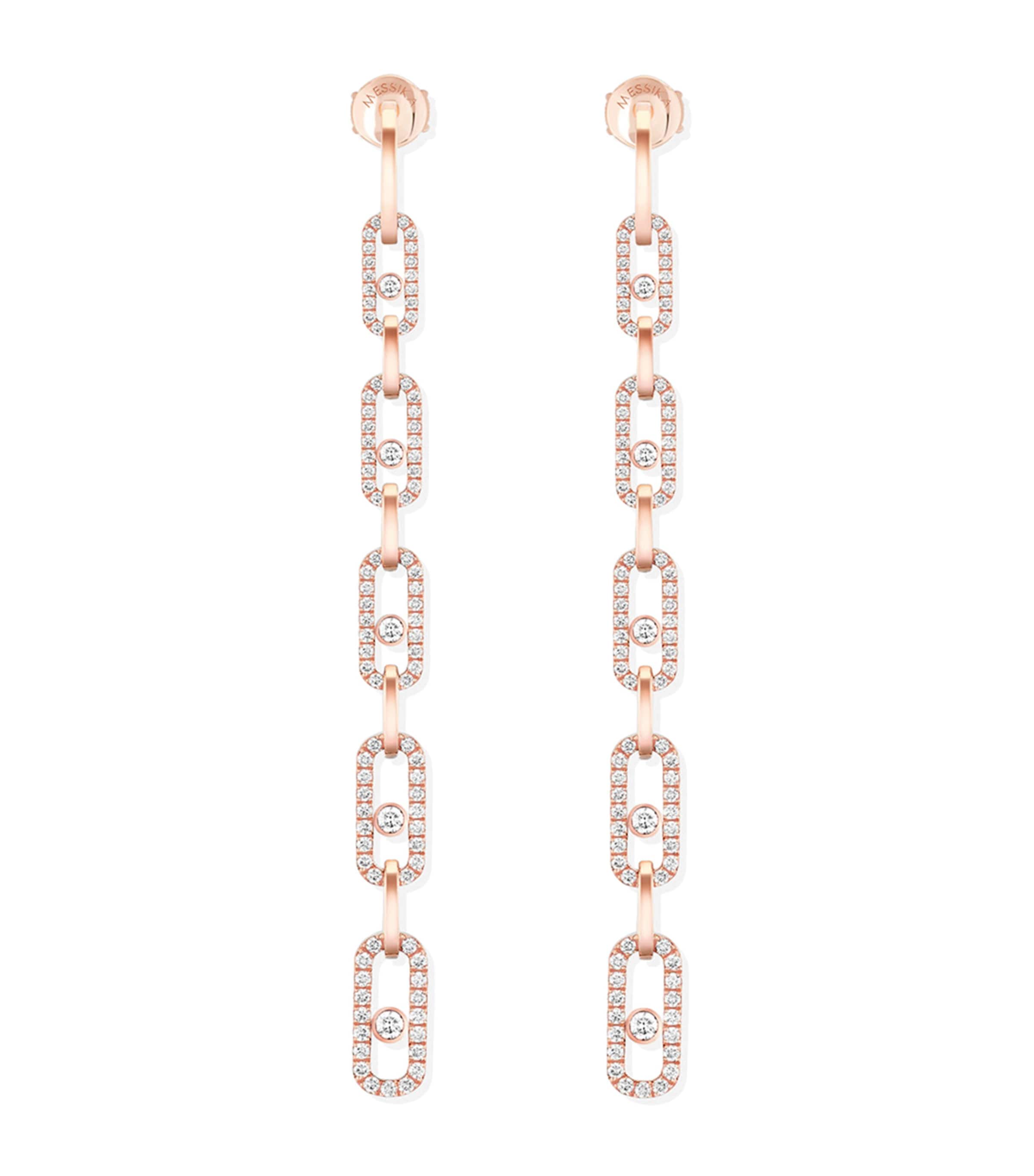 Pink Gold and Diamond Move Link Earrings PINK GOLD Image 1