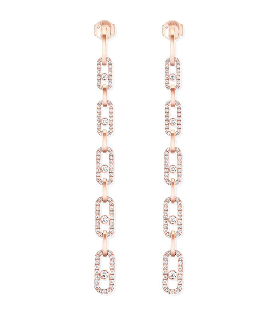 Pink Gold and Diamond Move Link Earrings PINK GOLD Image 1