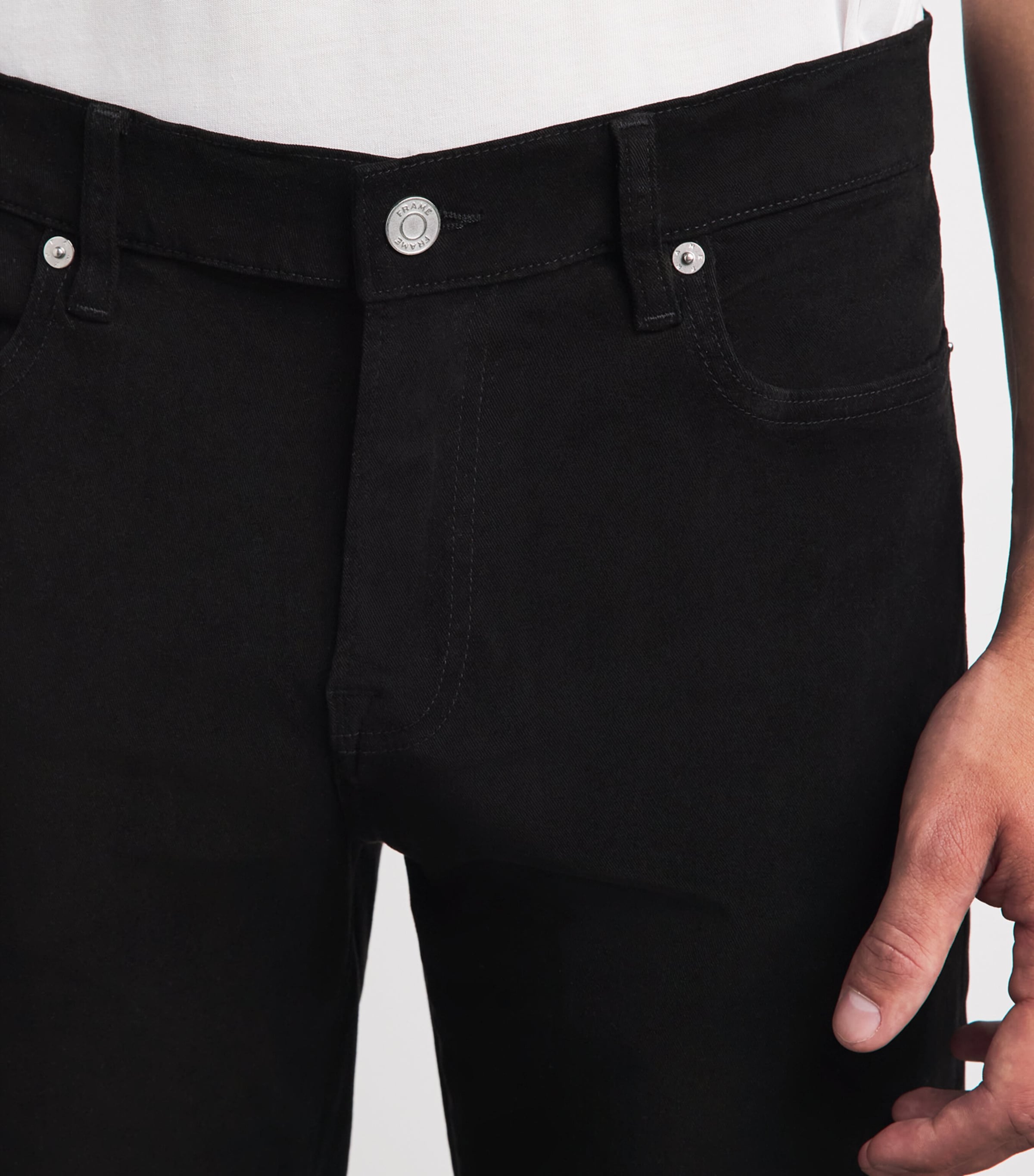 FRAME Mens L'Homme Slim Jeans Noir Image 3