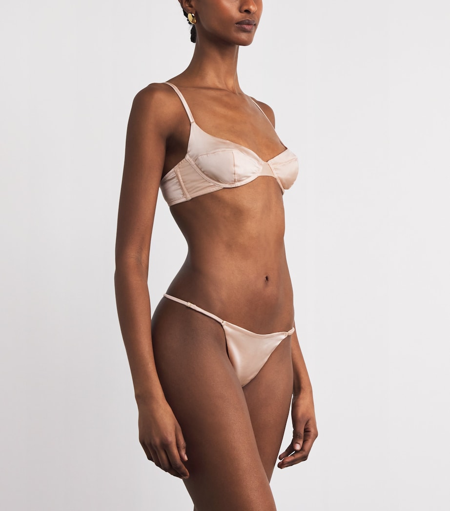 Kiki de Montparnasse Womens Stretch-Silk Tous Les Jours Demi Bra Blush Image 2