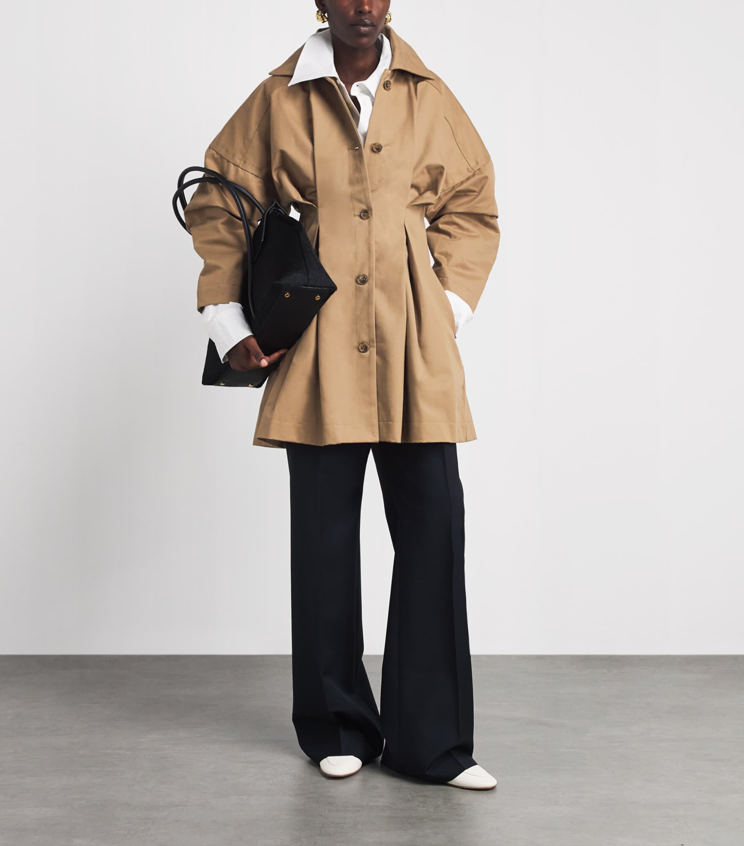 Palmer//Harding Womens Honesty Opens Short Trench Coat Camel Cotton Drill Image 2