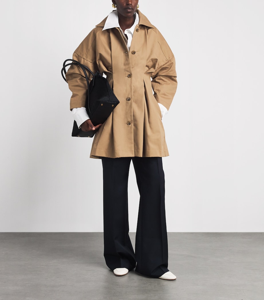 Palmer//Harding Womens Honesty Opens Short Trench Coat Camel Cotton Drill Image 2