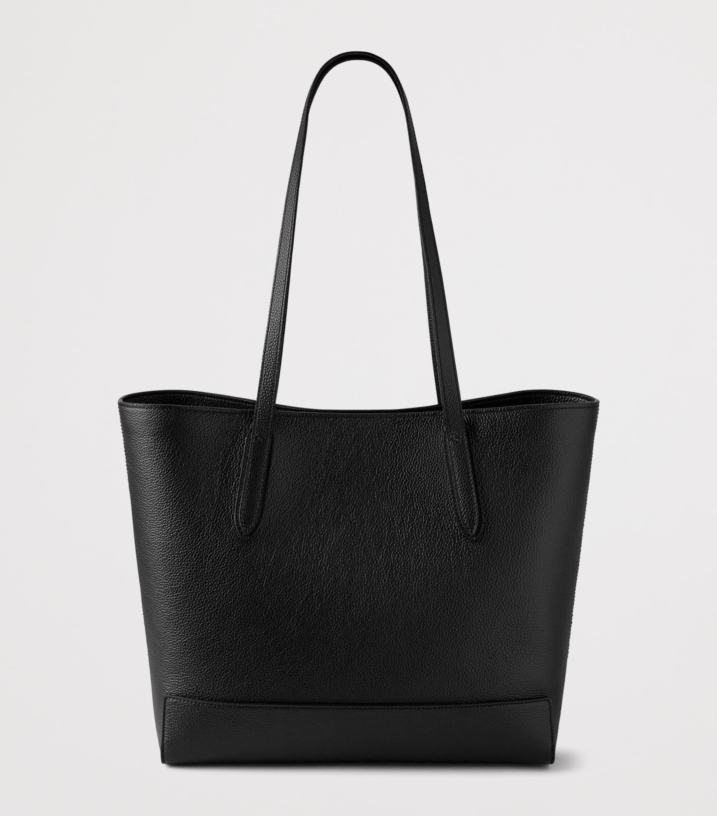 Leather East West Tote Bag BLACK Image 3