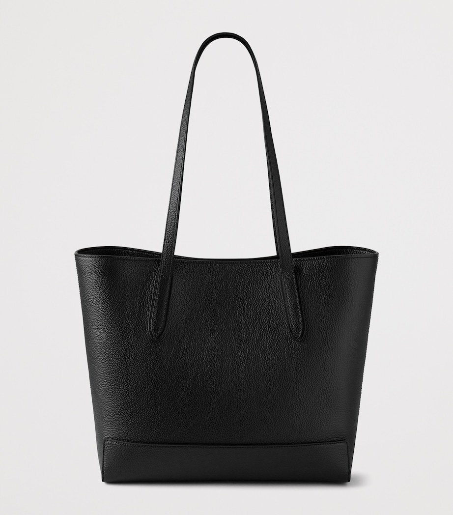 Leather East West Tote Bag BLACK Image 3
