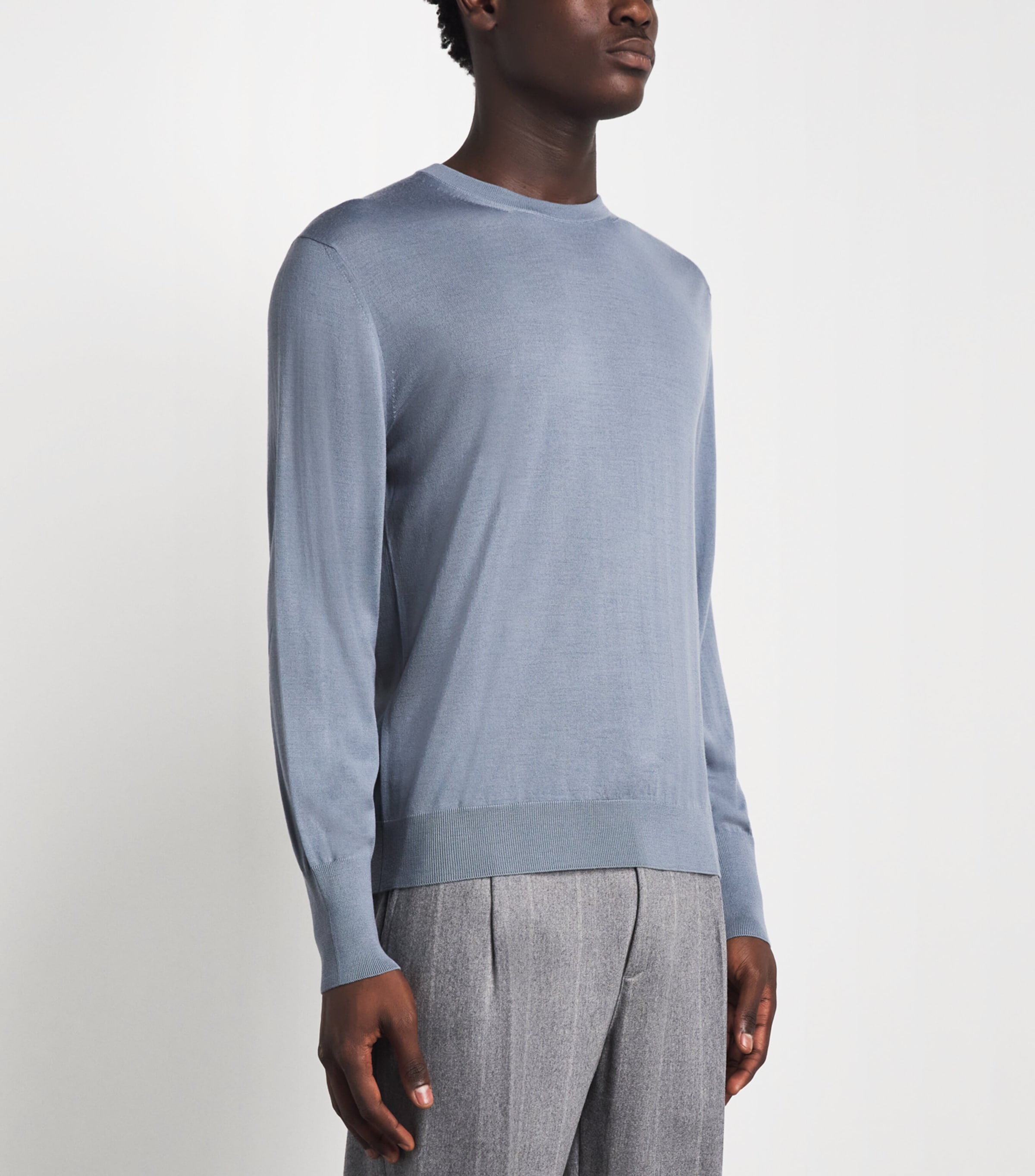 Eleventy Mens Wool Crew-Neck Sweater Azzurro Image 4