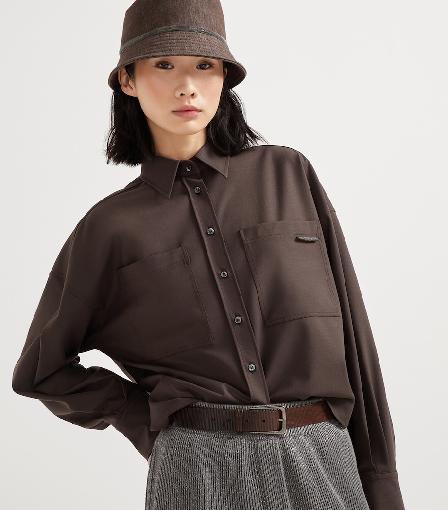 Virgin Wool-Blend Monili-Tab Shirt C019 Image 5