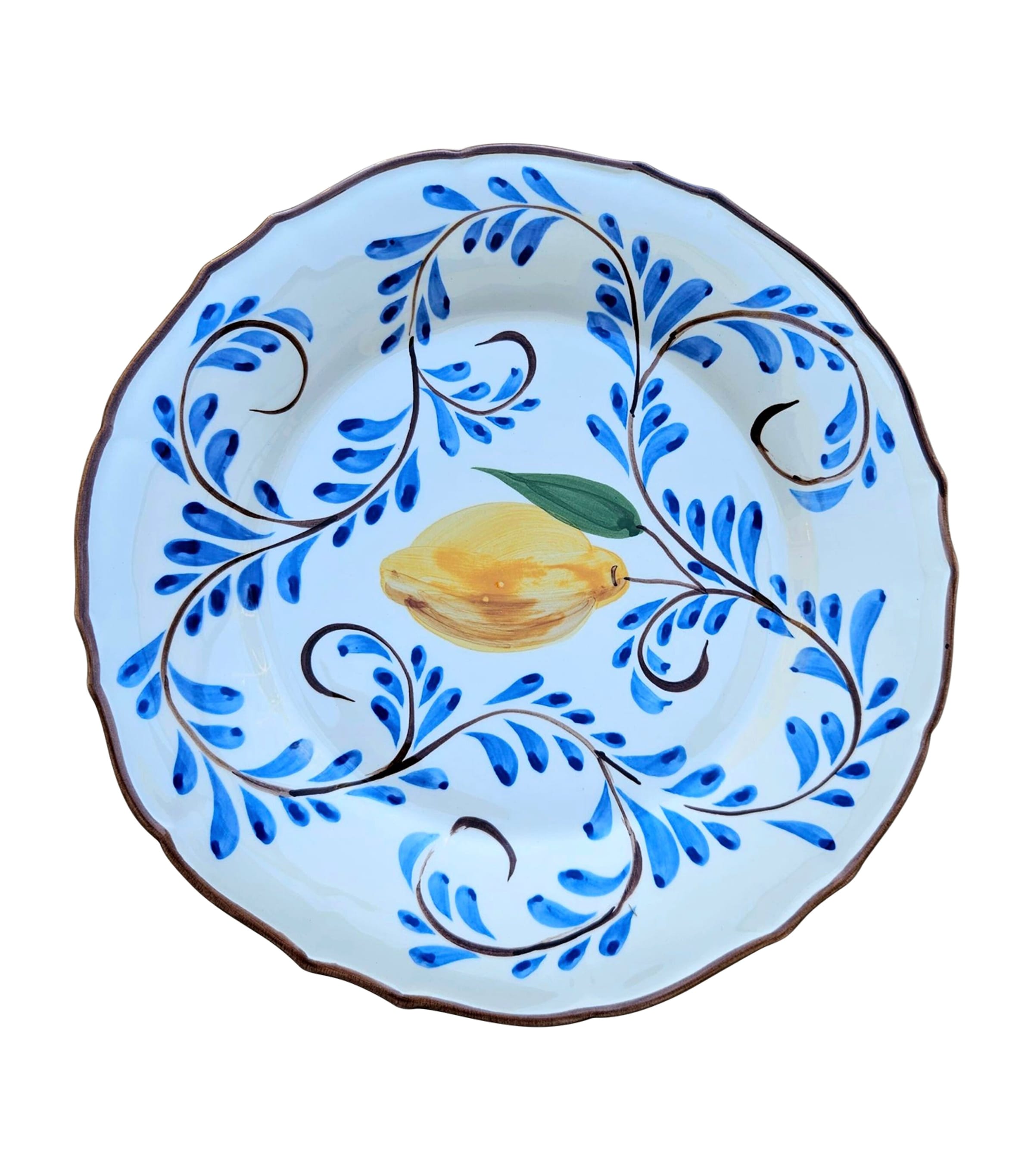 Les-Ottomans Ceramic Positano Lemons Plate (27cm) Blue Image 1