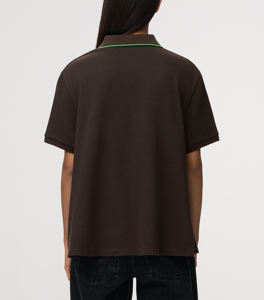 LOEWE Womens Stretch-Cotton Polo Shirt Brown Image 4
