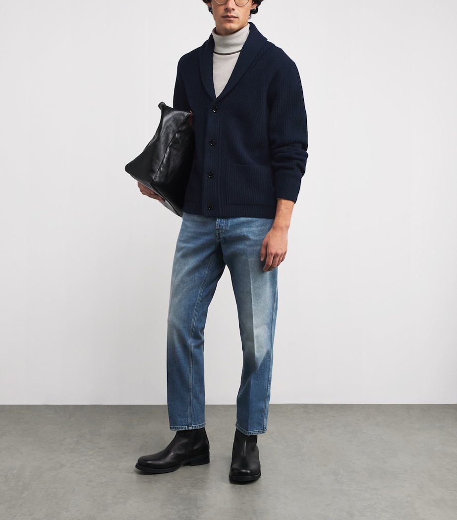 Wool-Cashmere Shawl-Collar Cardigan 850 NAVY Image 2