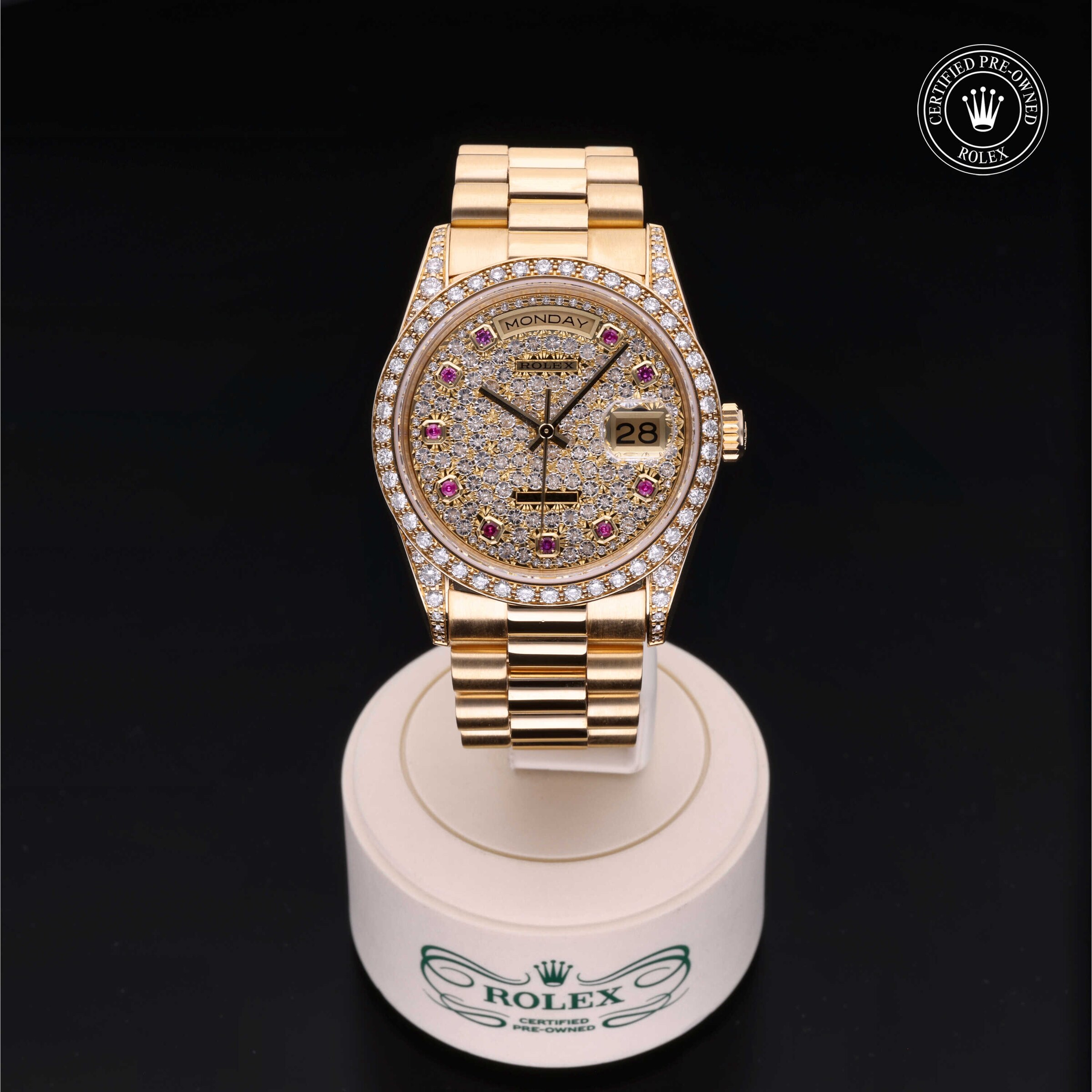 Model image: rolex-certified-pre-owned-Oyster Perpetual Day-Date-36mm-18ct Yellow Gold, Diamond Lugs-1990s-18388 thumbnail 0