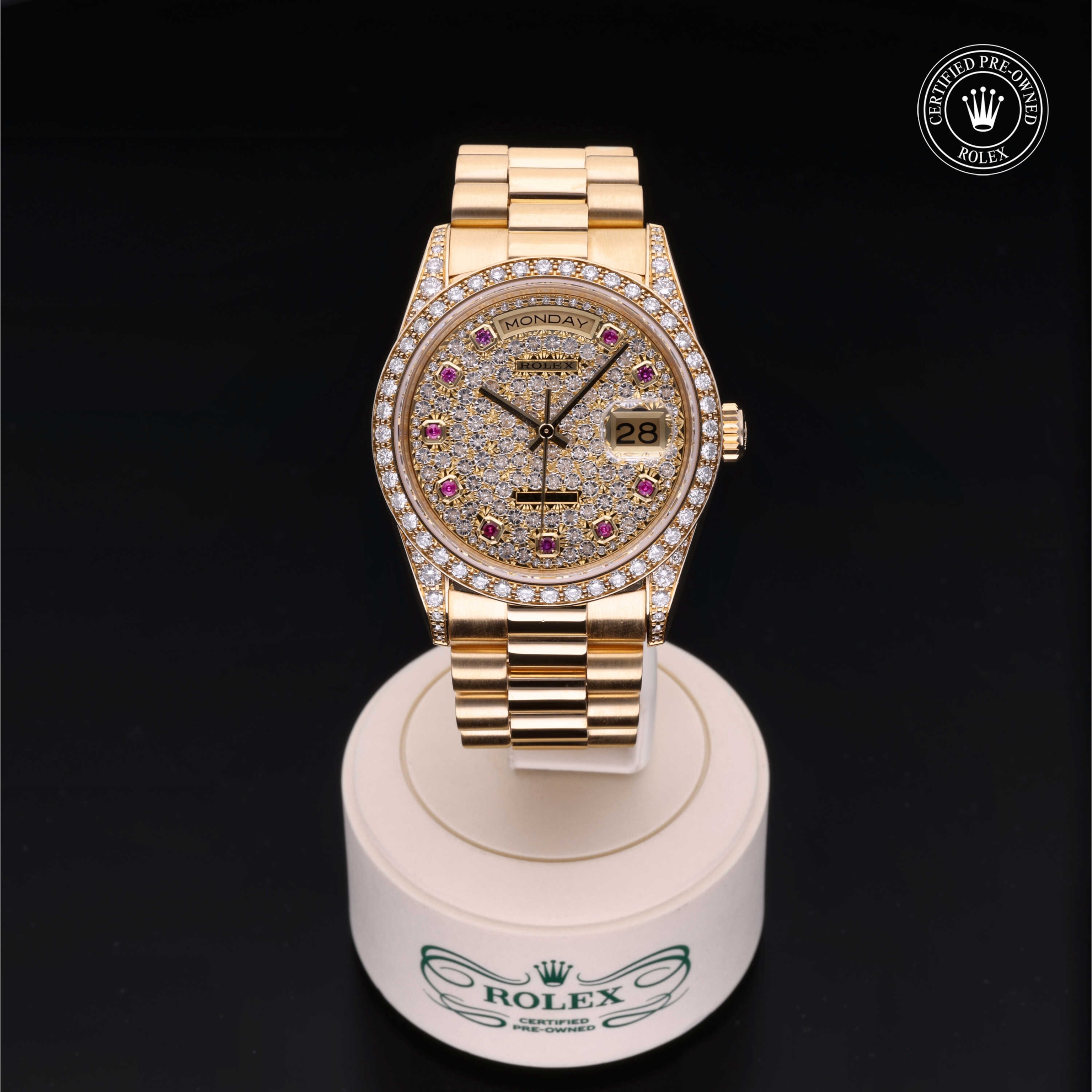 Model image: rolex-certified-pre-owned-Oyster Perpetual Day-Date-36mm-18ct Yellow Gold, Diamond Lugs-1990s-18388 thumbnail 0