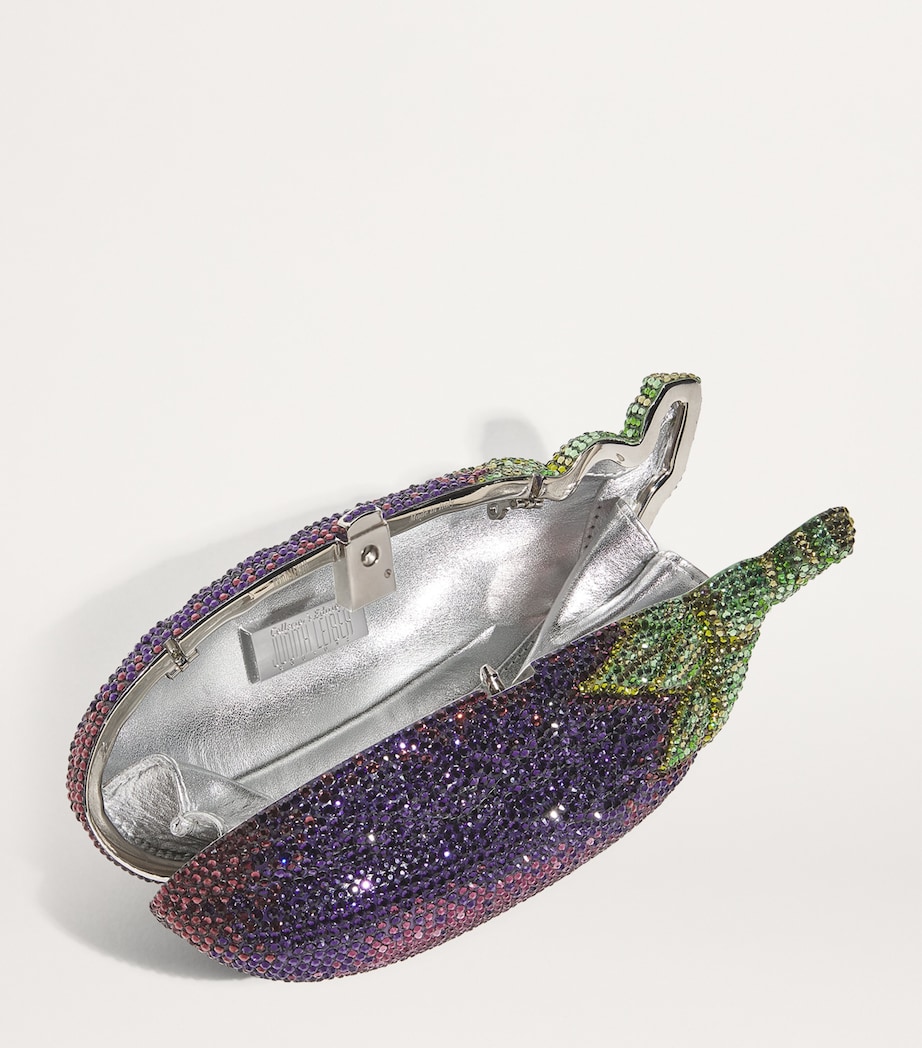 Judith Leiber Embellished Eggplant Clutch Bag Silver Iris Multi Image 4