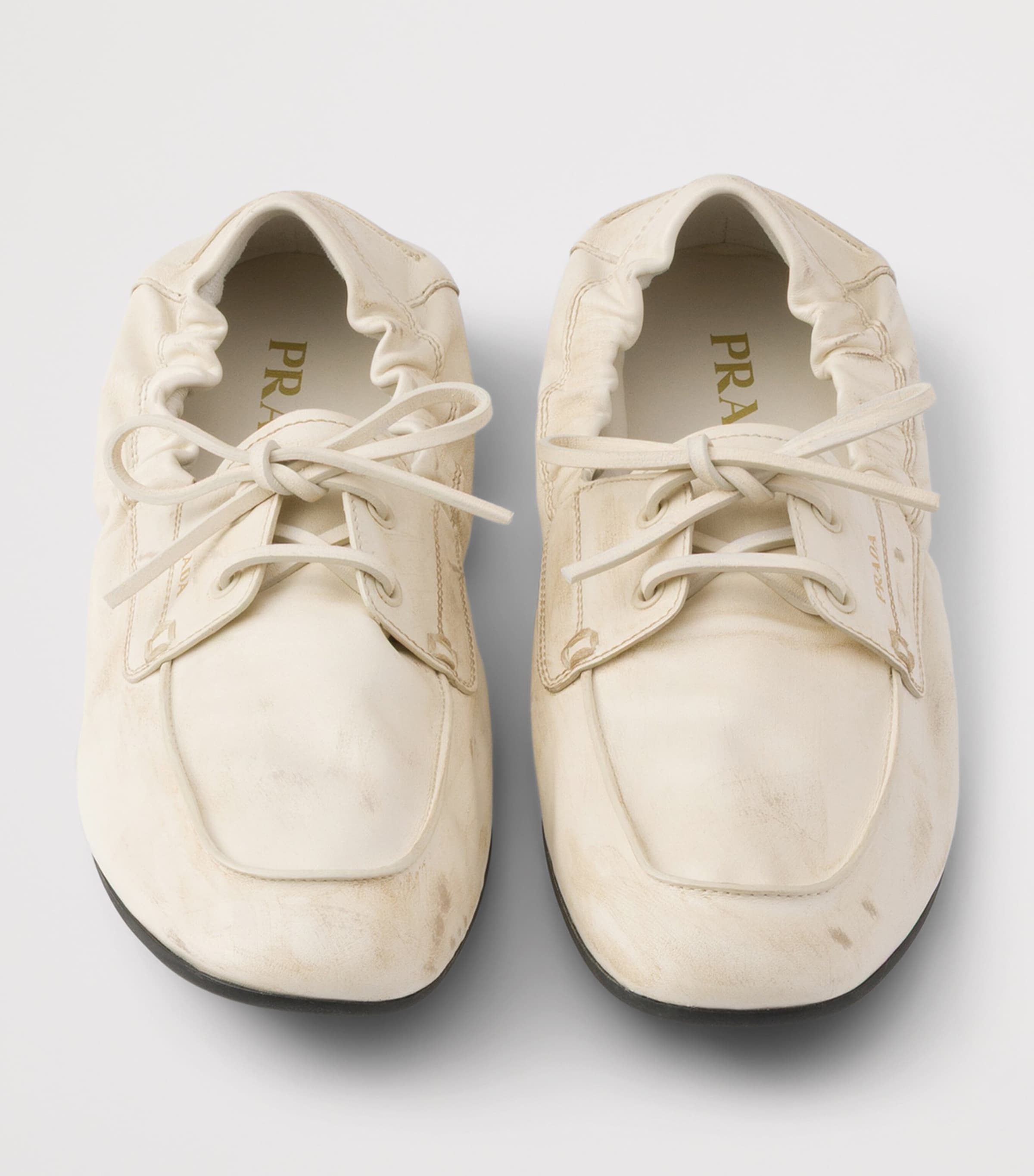 Prada Antiqued Leather Shuffle Loafers Neutral Image 3