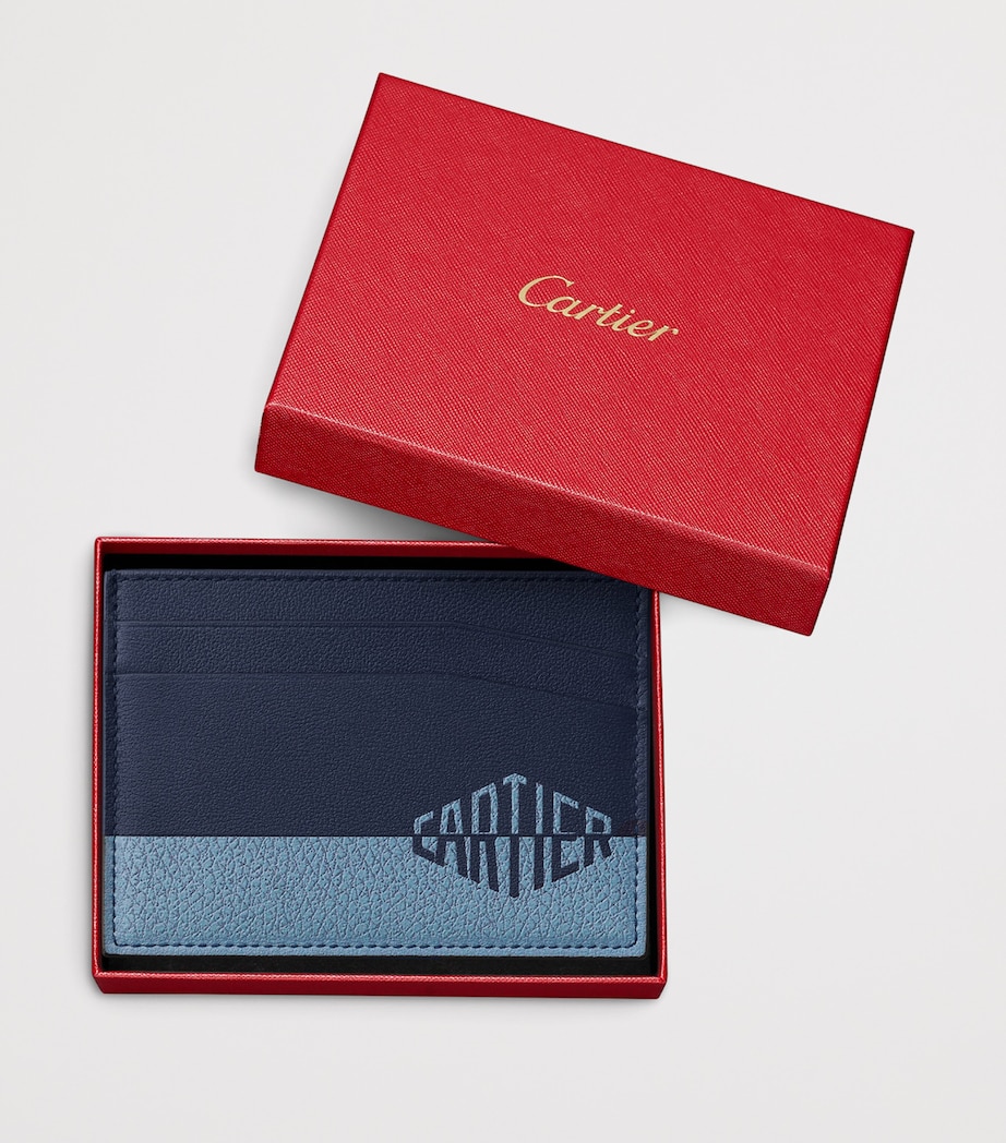 Leather Losange Shadow Card Holder NAVY BLUE / SKY BLUE Image 4