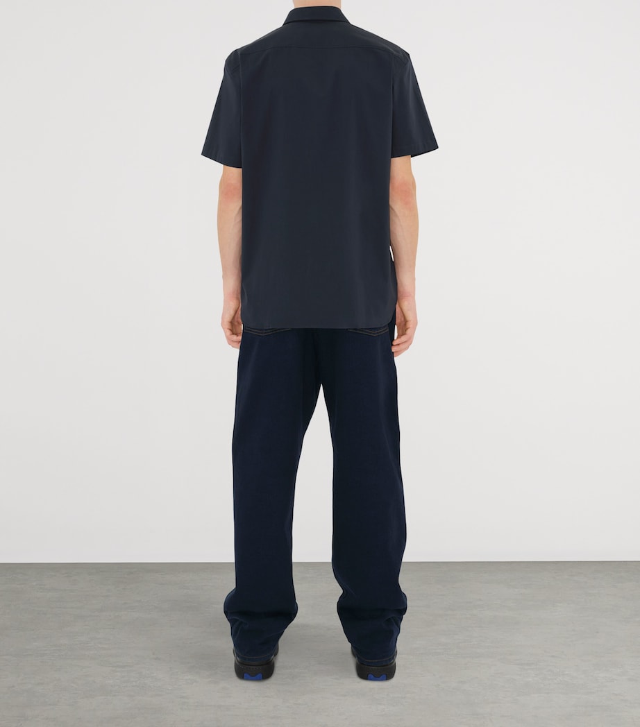 Stretch-Cotton EKD-Embroidered Slim Shirt NAVY Image 4