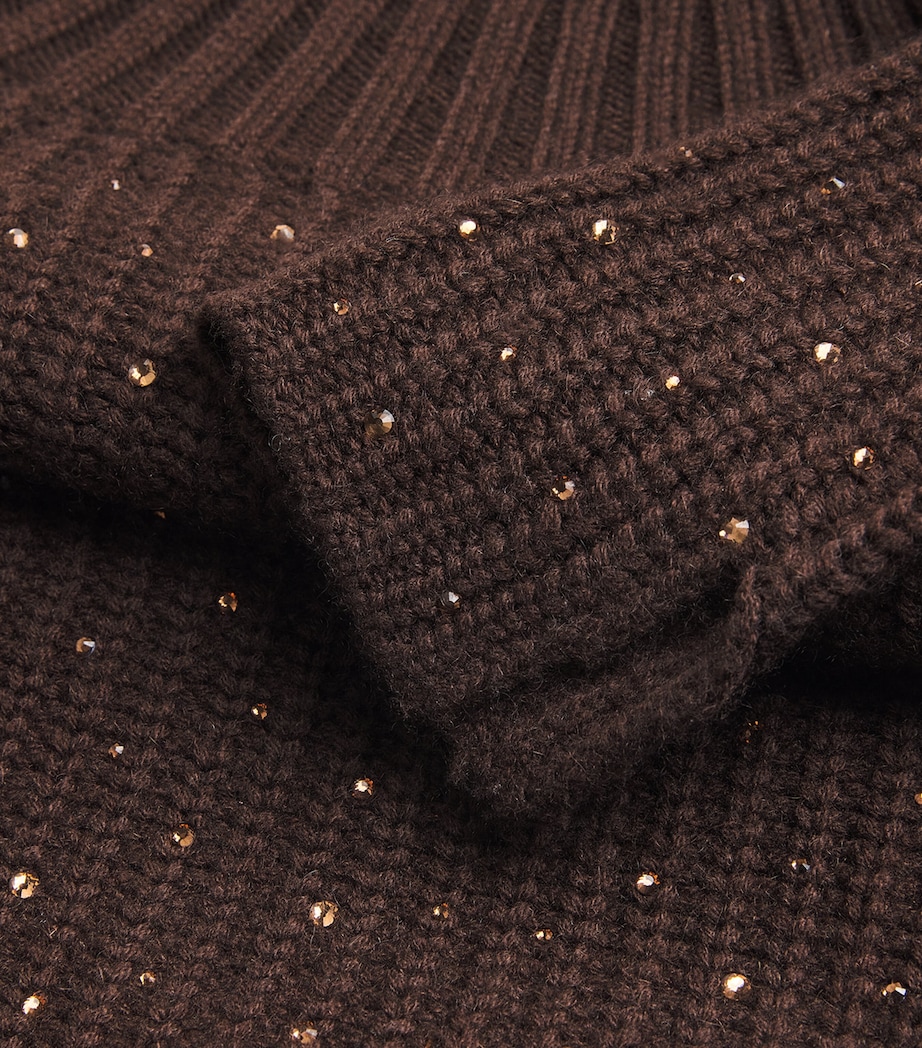 Wool-Cashmere Crystal-Embellished Sweater 49 CHOCOLATE Image 5
