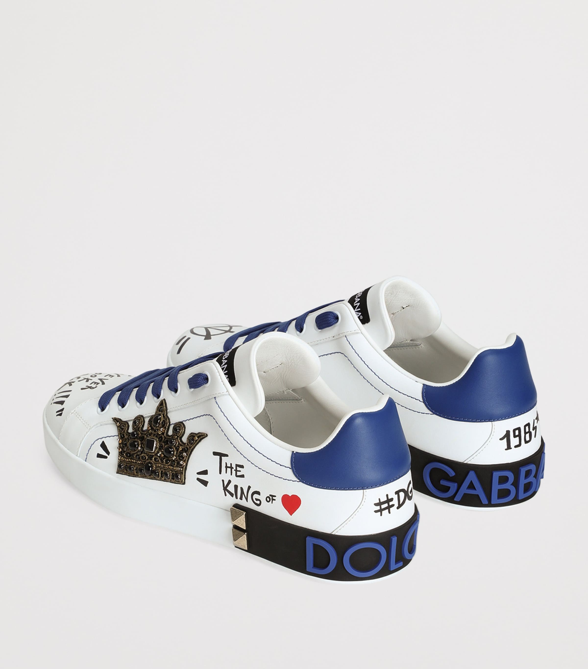 Leather Embellished Portofino Sneakers 8W921-SCRITTE Image 3