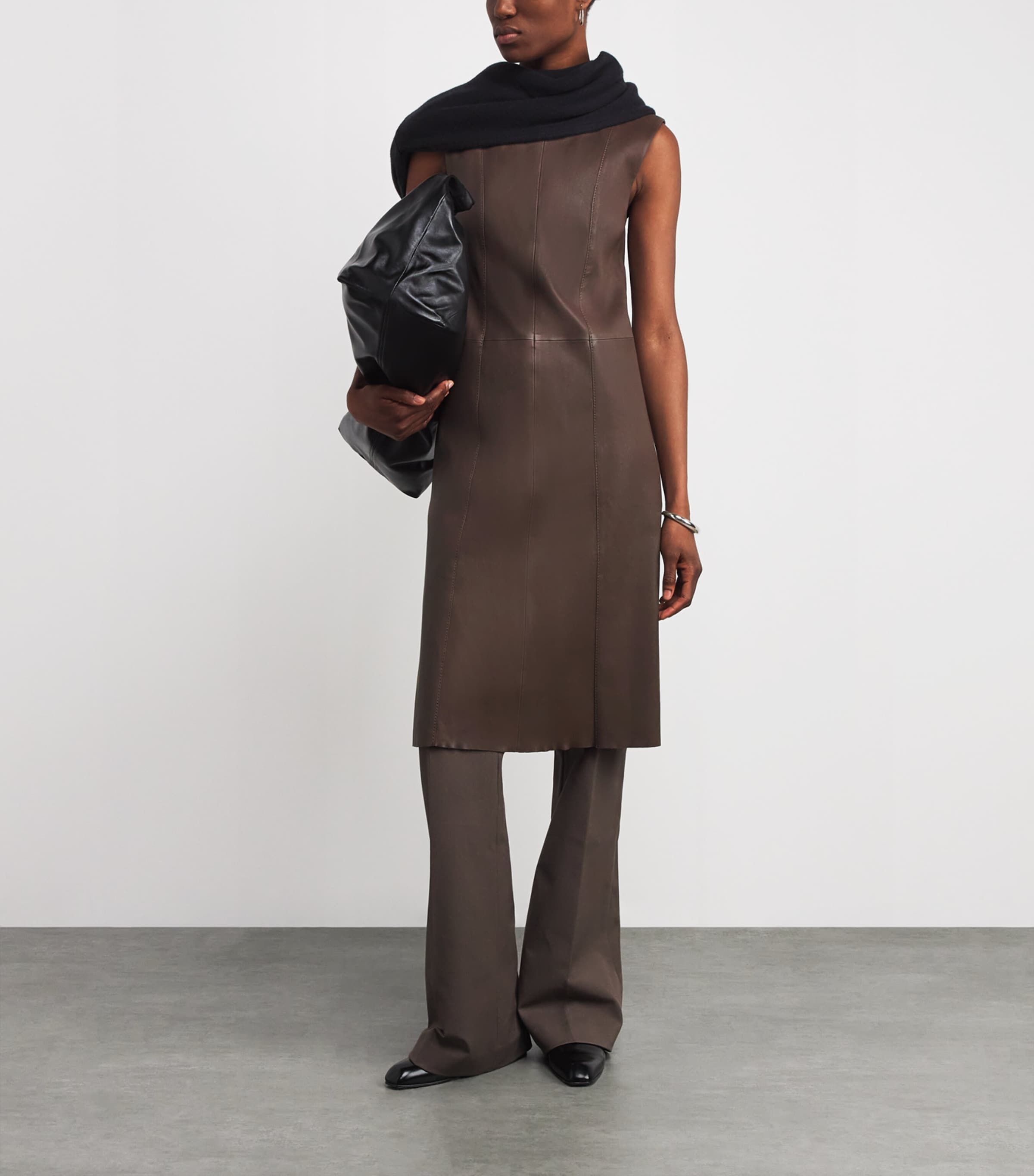 Leather Heidi Midi Dress MUSHROOM Image 2