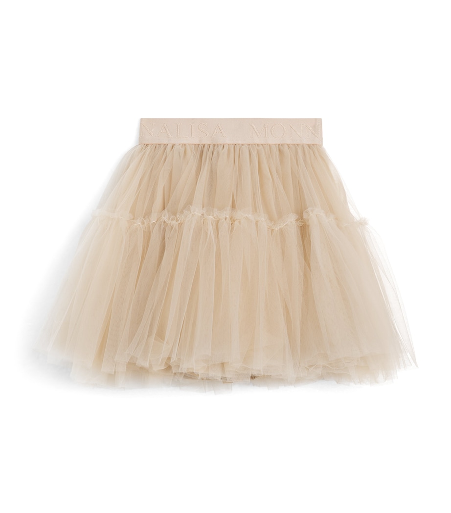 Monnalisa Tulle Logo Skirt (2-10 Years) Beige Image 1