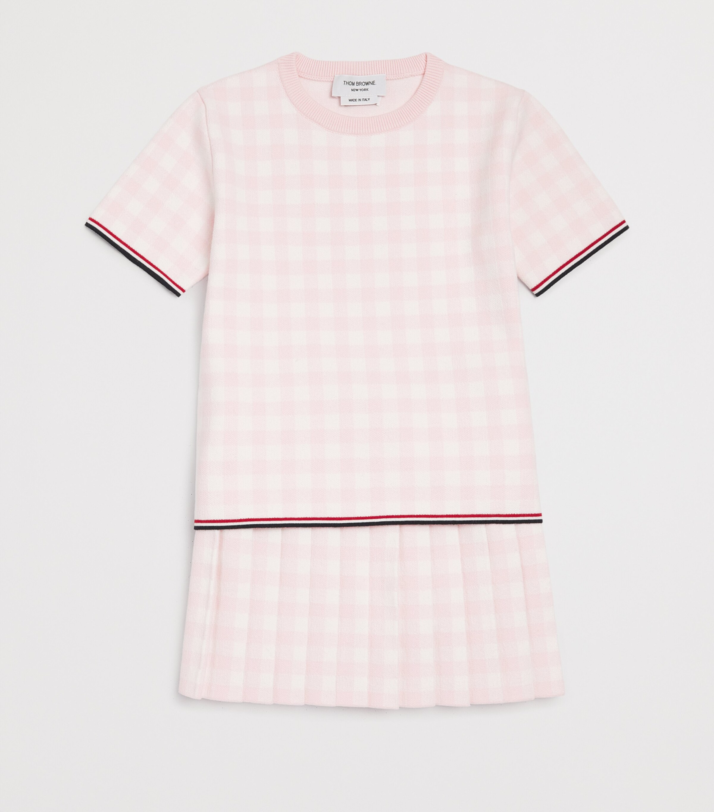 Thom Browne Kids Cotton-Blend Check Sweater (2-12 Years) Light Pink Image 3