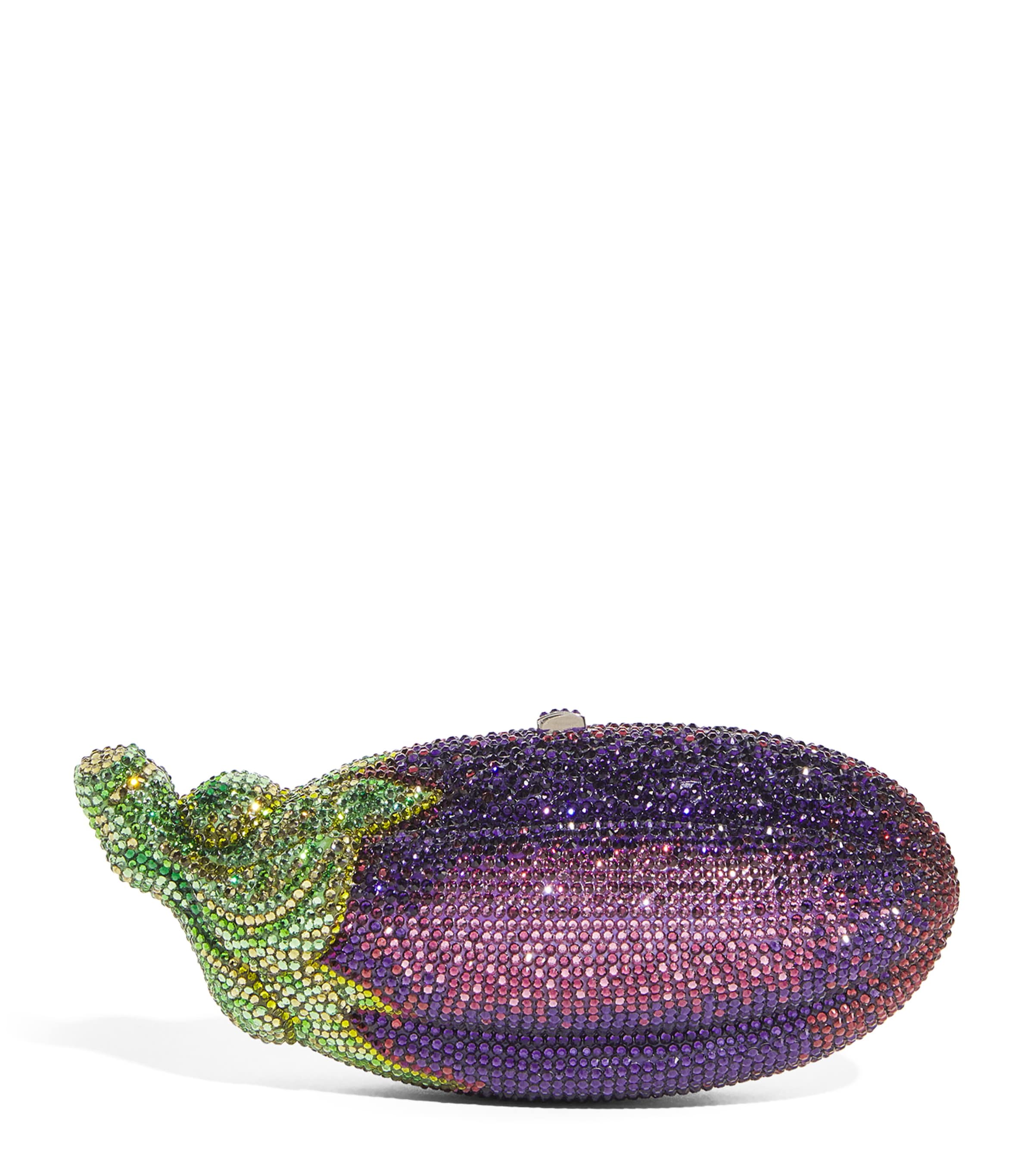 Shop Judith Leiber Embellished Eggplant Clutch Bag In Purple