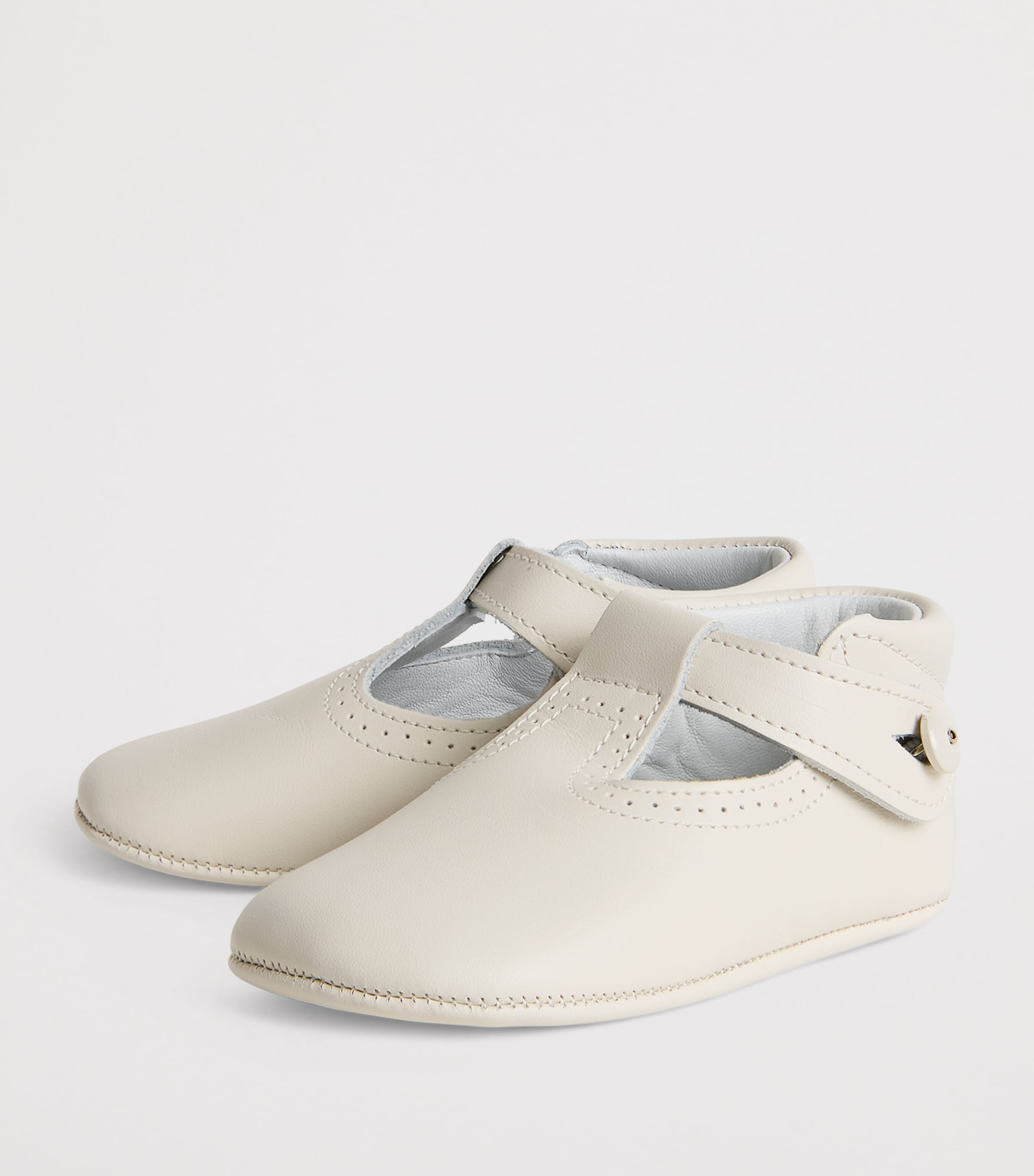 Leather T-Bar Shoes WHITE Image 2