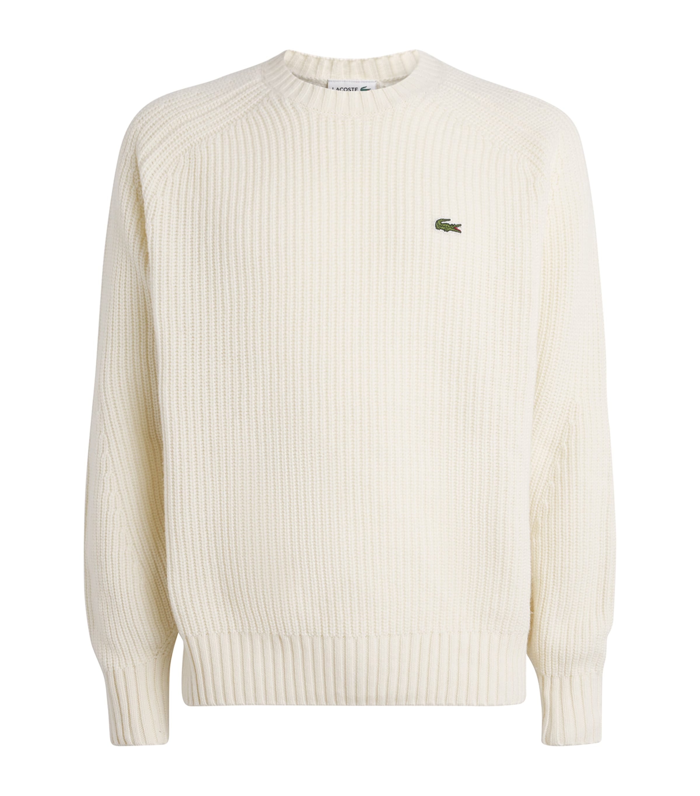 Lacoste Wool Logo Sweater In White