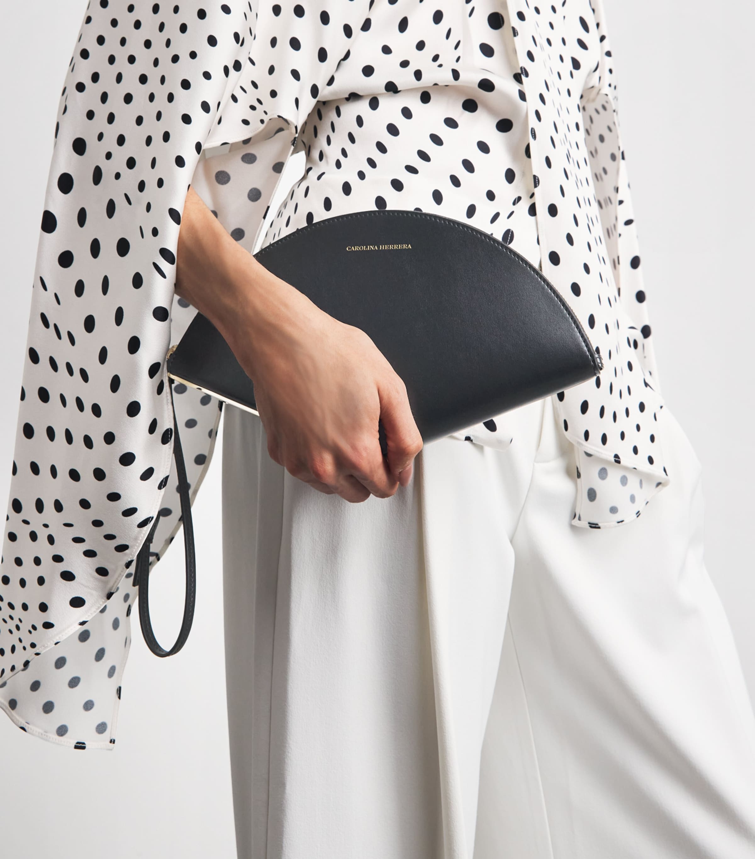 Carolina Herrera Leather Consuelo Clutch Bag Black Image 2