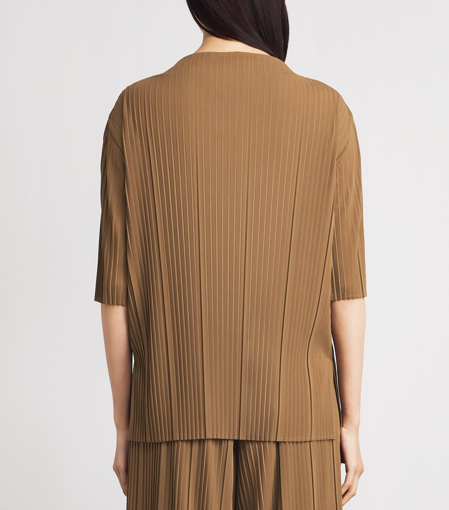 MM Womens Chiffon Pleated Boat-Neck Blouse Hazelnut Brown Image 5