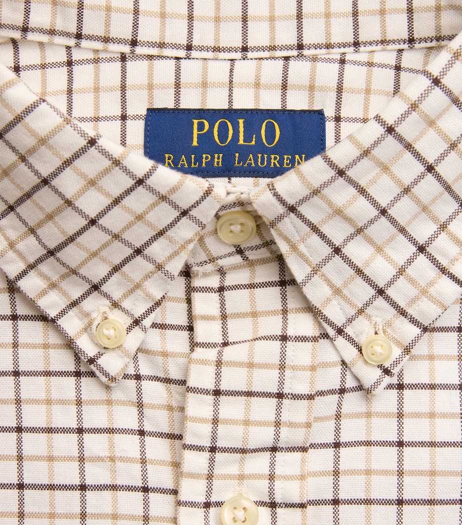 Polo Ralph Lauren Mens Custom-Fit Tattersall Oxford Shirt White Brn Mlt Image 6