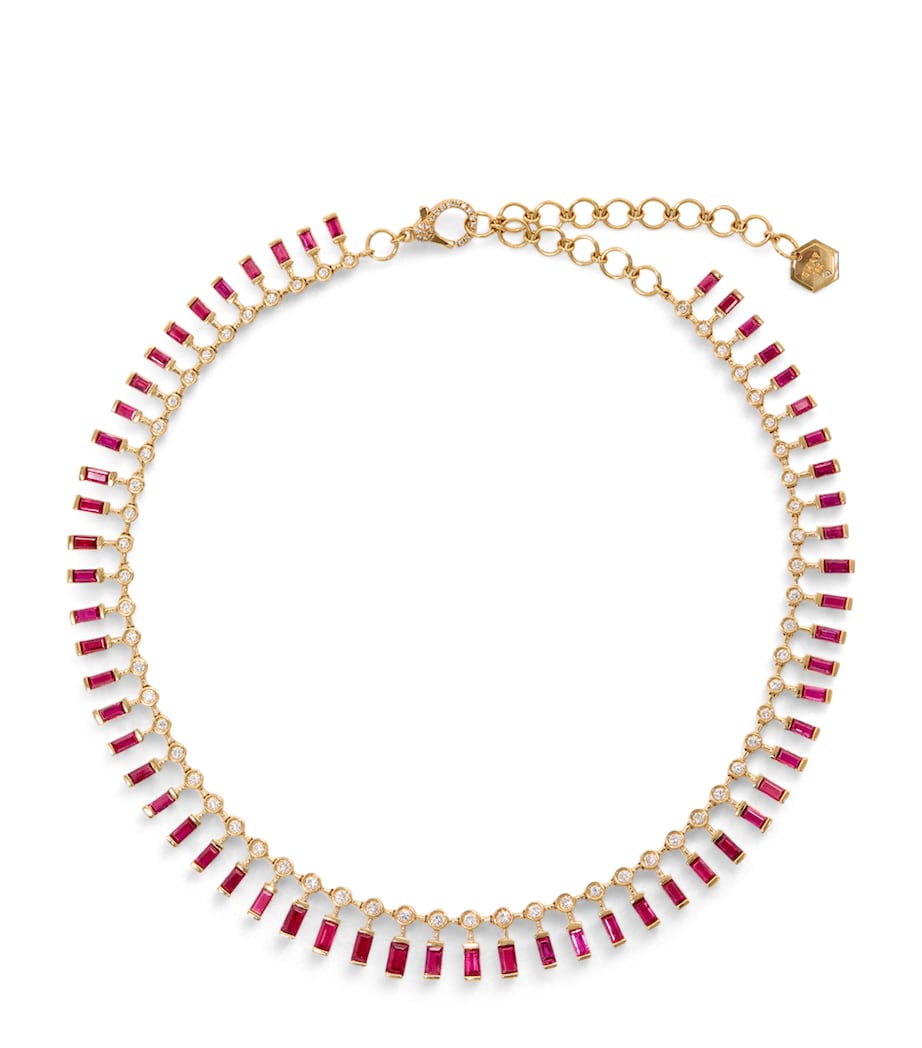 Yellow Gold, Diamond and Ruby Dot Dash Necklace YELLOW GOLD Image 1