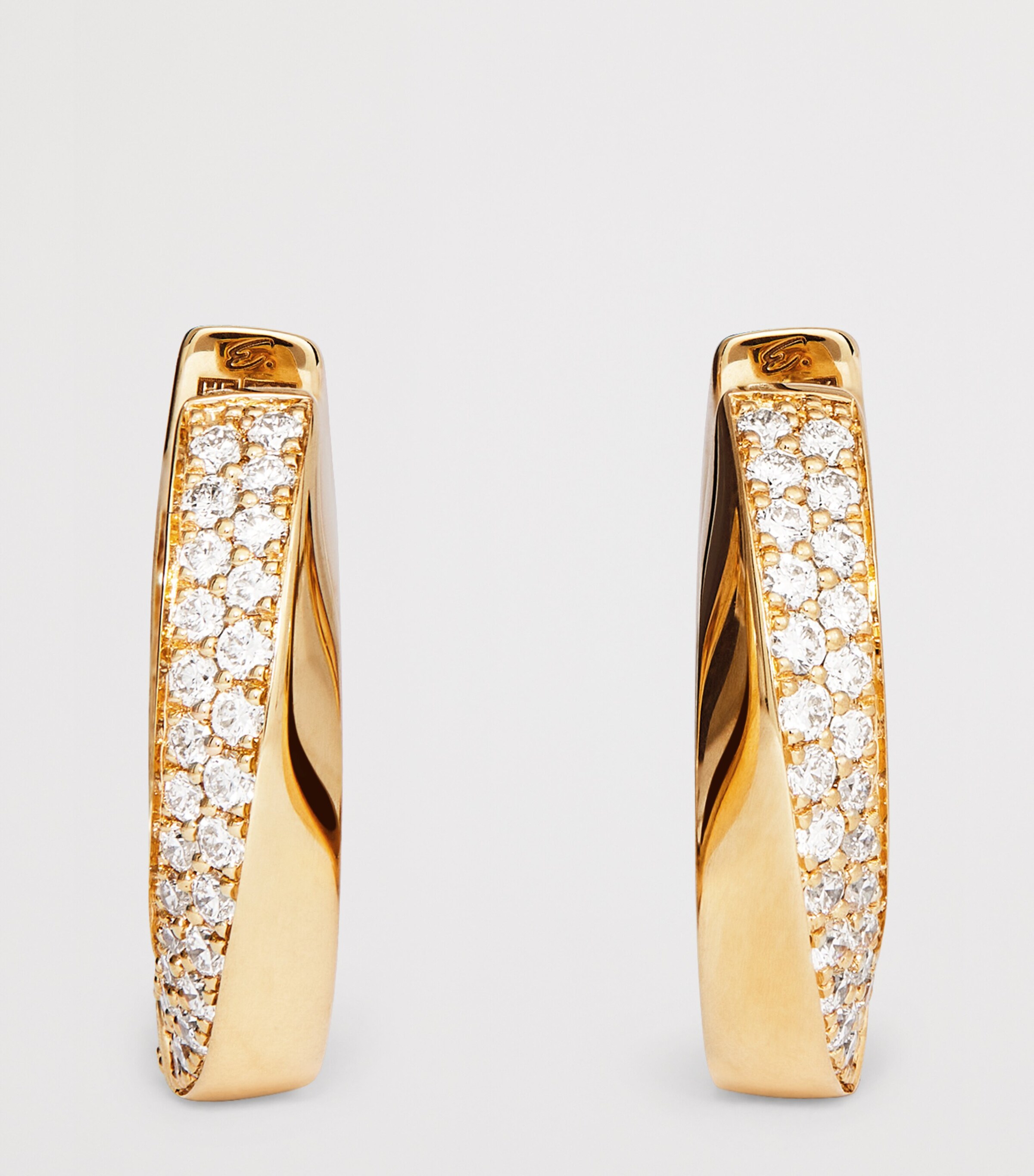 Medium Yellow Gold and Diamond Aurea Spira Creoles Earrings YELLOW GOLD Image 3