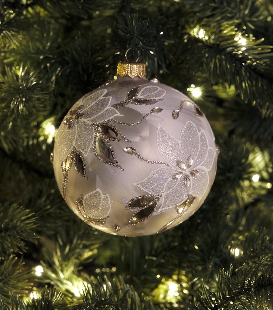Harrods Glass Glitter Flower Bauble Umbra Frost Effect Image 3